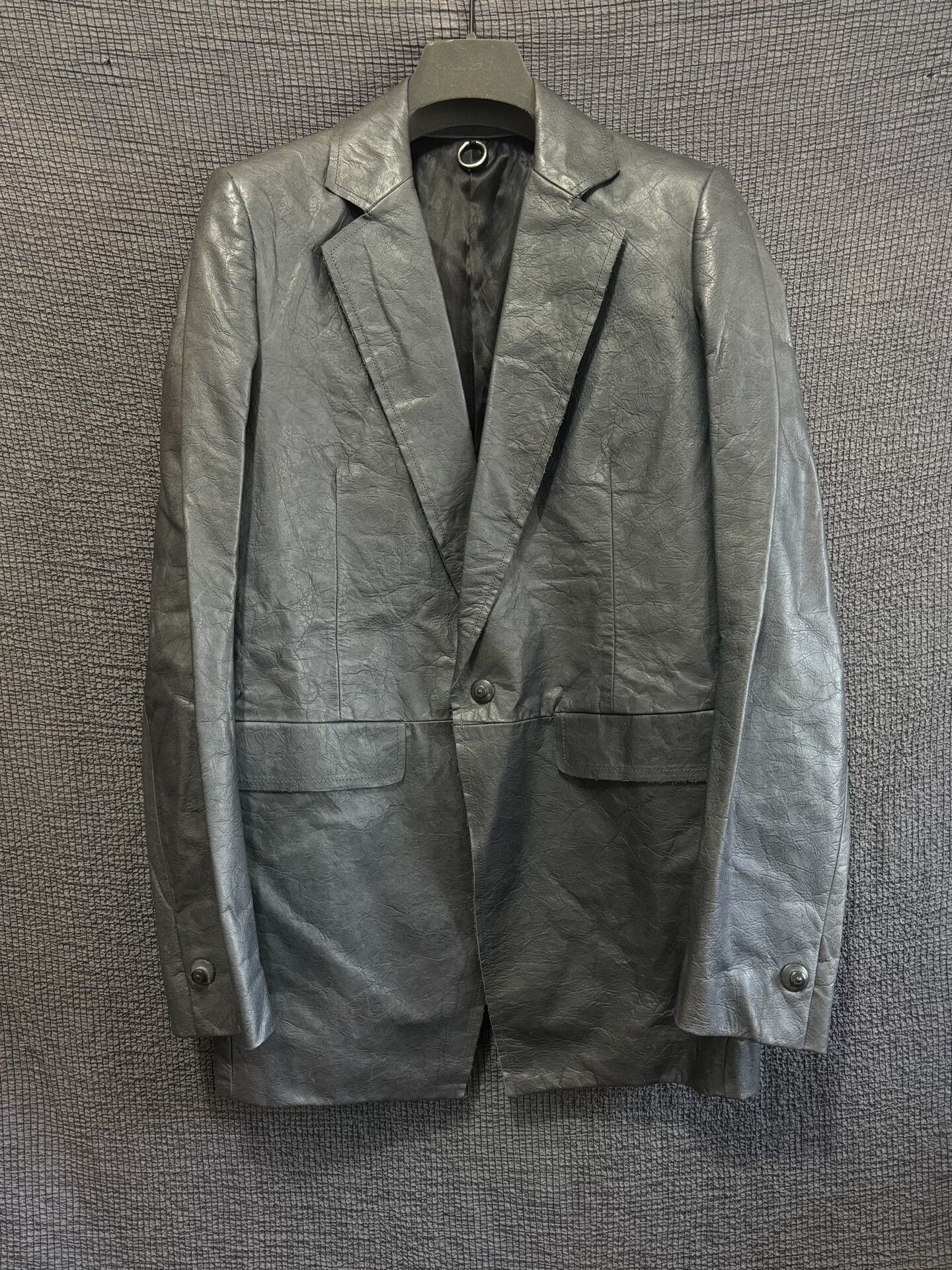 S/STERE gray textured leather blazer by sistere Size US M / EU 48-50 / 2 - 1 Thumbnail
