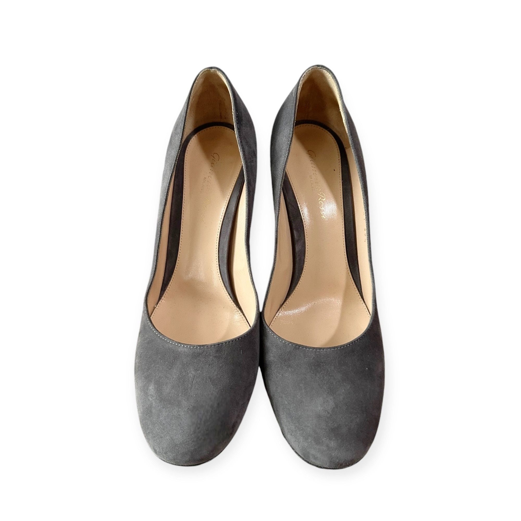 Gianvito Rossi Gianvito Rossi Round Toe 85mm Block Heel Pumps, Gray Suede, Size US 9.5 / IT 39.5 - 3 Thumbnail