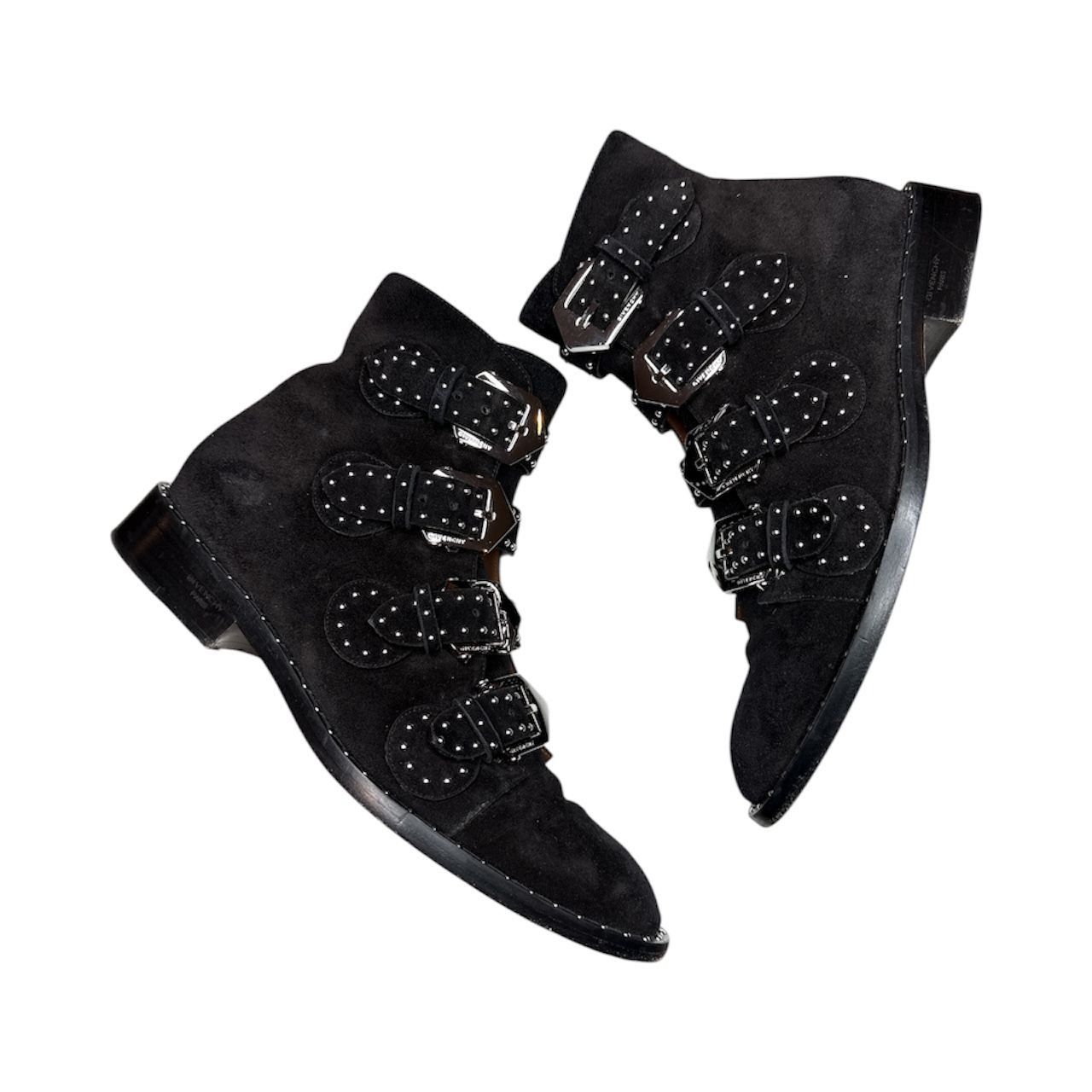 Givenchy GIVENCHY Boots Elegant Black Silver Studded Suede Buckle Det Size US 8.5 / IT 38.5 - 3 Thumbnail