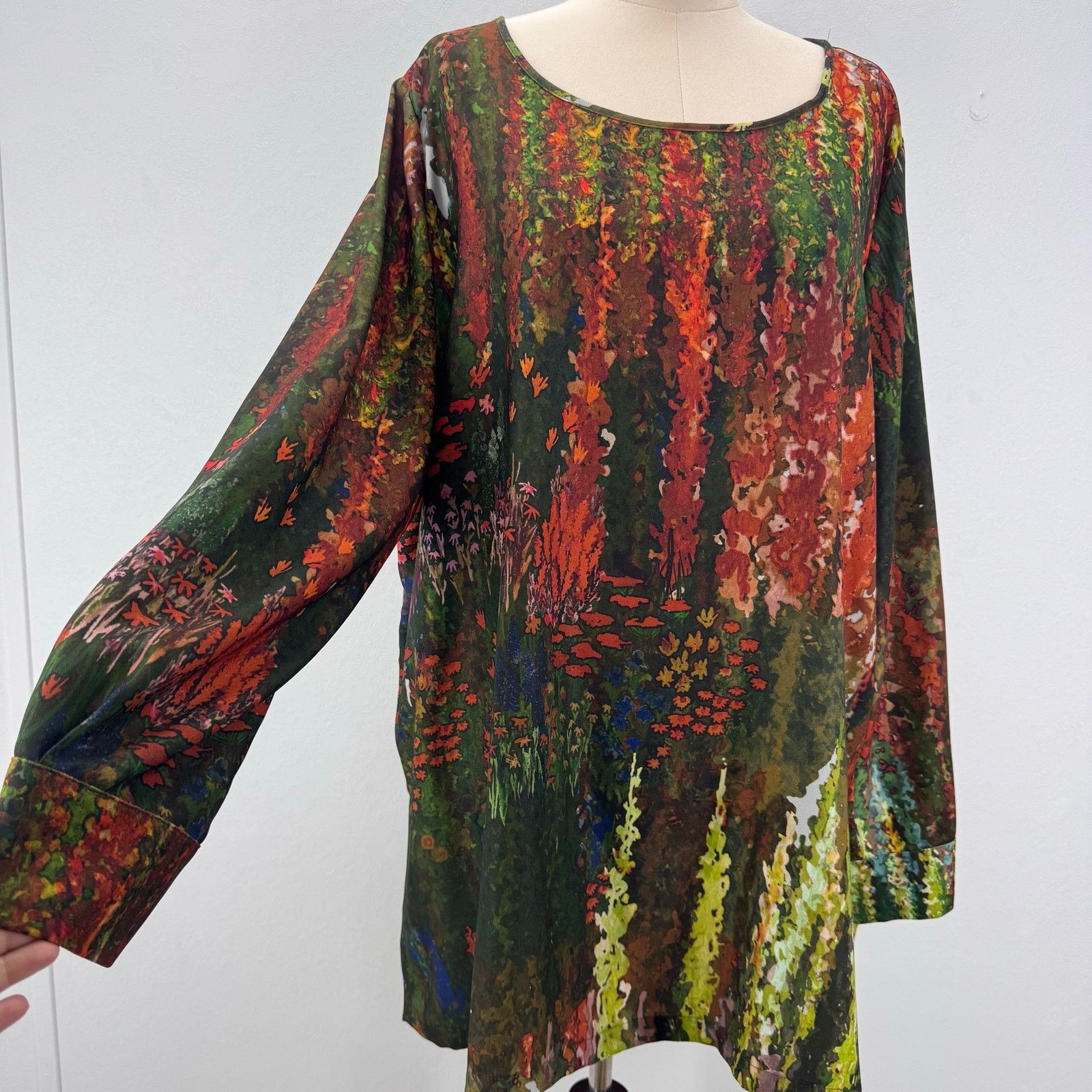 Marina Rinaldi Marina Rinaldi Nature Abstract Long Sleeve Blouse Plus sz 22 Size 3XL / US 20-22 - 1 Thumbnail