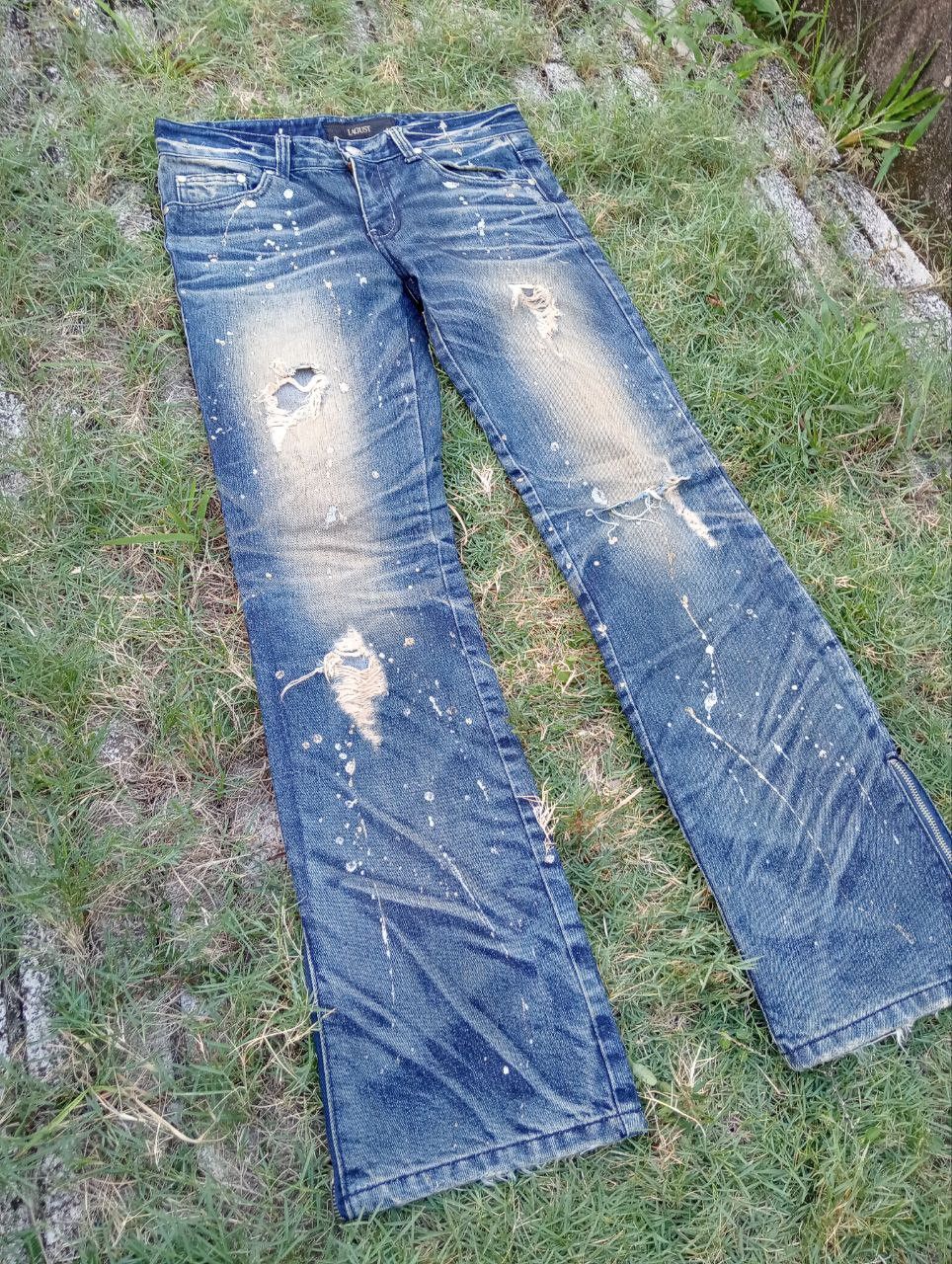 Japanese Brand Vintage Lagust Splatter Distressed Ankle Zip Jeans Size US 33 - 3 Thumbnail