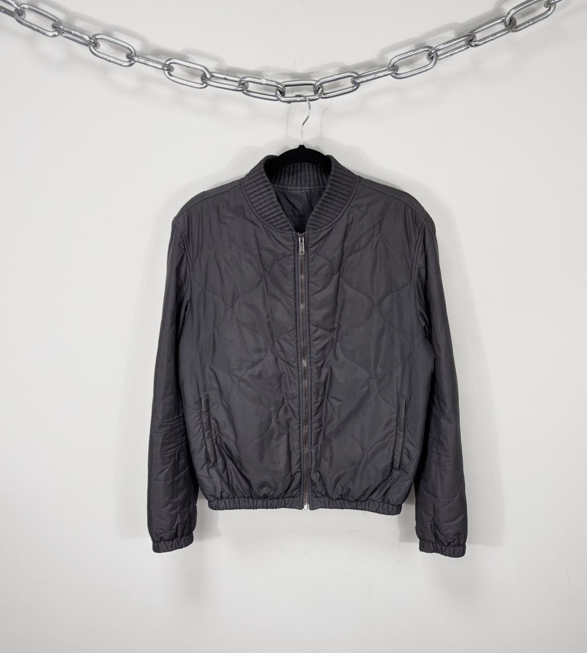 Z Zegna Z Zegna Men’s Quilted Grey Lightweight Bomber Jacket Size US M / EU 48-50 / 2 - 1 Thumbnail