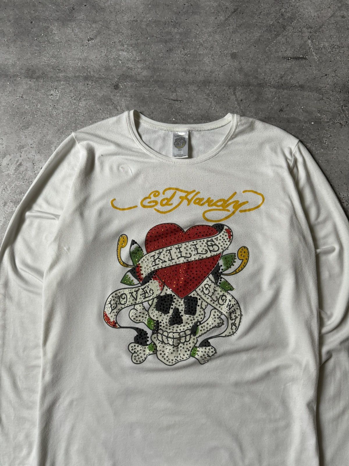 Christian Audigier × Ed Hardy × Vintage Vintage Y2K Ed Hardy Skinny Stretch Long Sleeve Tee Size US S / EU 44-46 / 1 - 3 Thumbnail