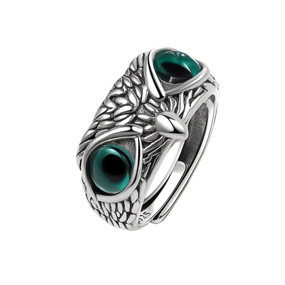Jewelry × Vintage 925 Sterling Silver Geometric Retro Owl Rings Size ONE SIZE - 5 Thumbnail