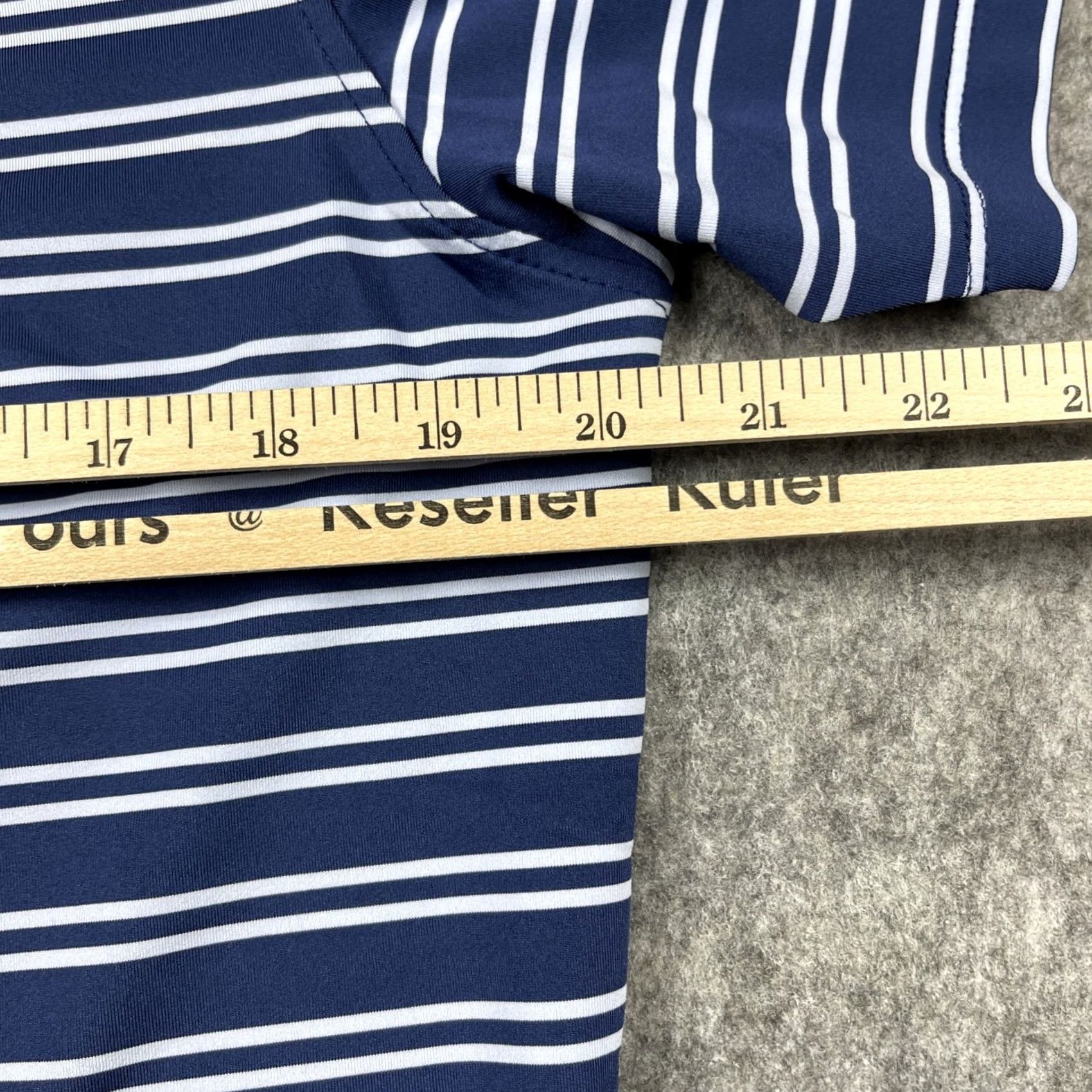 G/FORE G/Fore Polo Shirt Mens M Blue White Offset Stripe Performance Golf NWT Size US M / EU 48-50 / 2 - 6 Thumbnail