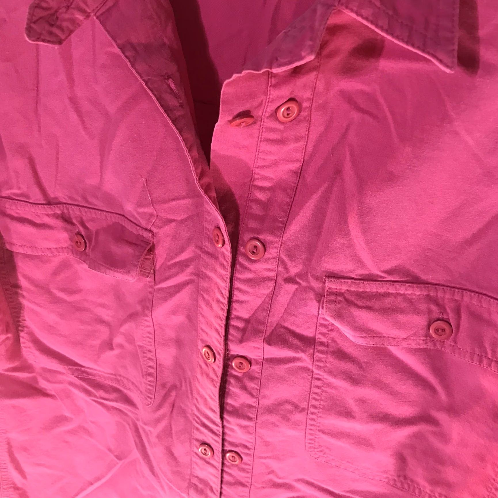 Pinko VINTAGE Clementine Button-Up Shirt Womens Medium Pink Casual Lightweight Short Sleeve Size M / US 6-8 / IT 42-44 - 2 Thumbnail