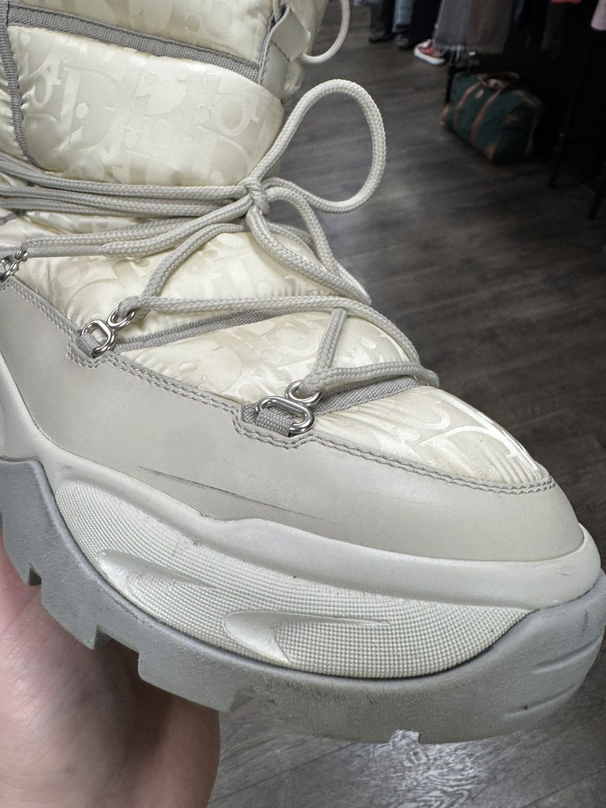 Dior Oblique Monogram Snow Ankle Boot Cream/Grey (42) Size US 9 / EU 42 - 19 Thumbnail
