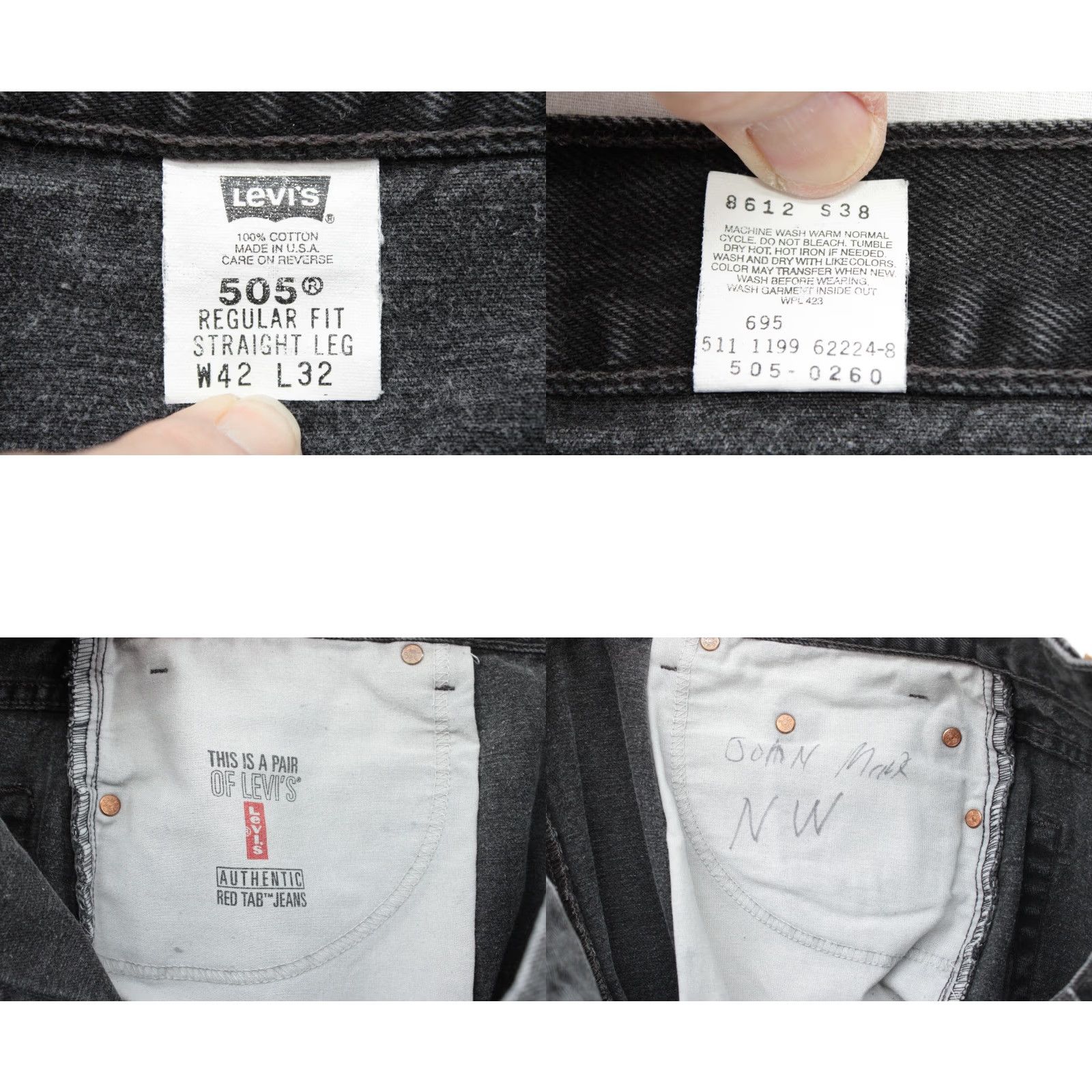 Levi's VINTAGE Levi’s 505 Jeans Men Black Made in USA 1990s Straight Levi’s 505 38x32 Jeans Mens Black 90s USA Cowboy Size US 38 / EU 54 - 9 Thumbnail