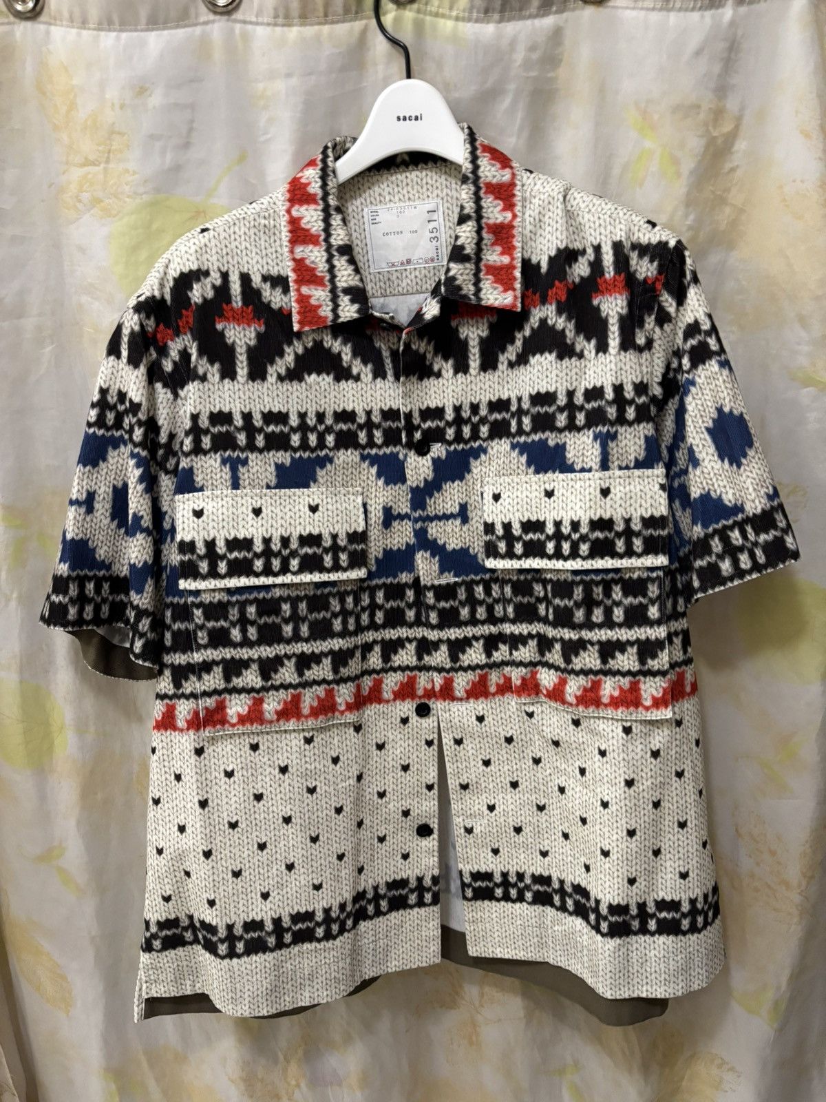 Sacai Sacai Knit Print Button up Shirt Size US L / EU 52-54 / 3 - 1 Thumbnail