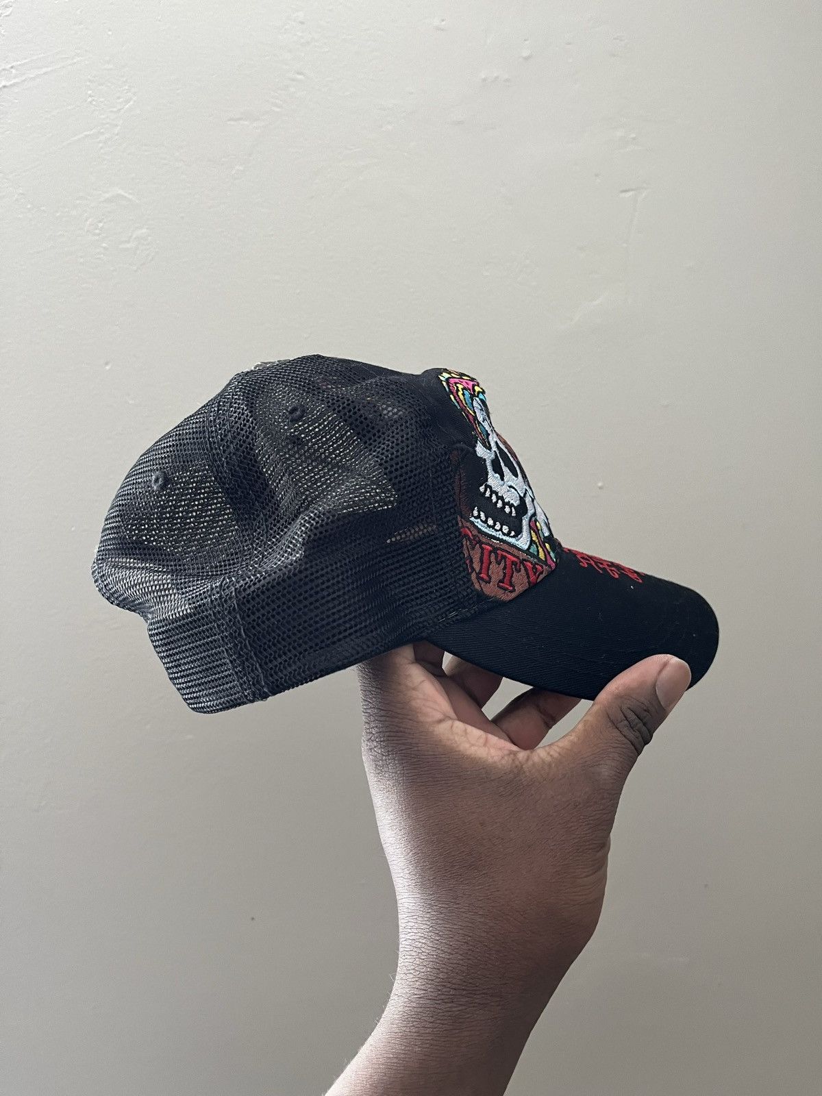 Ed Hardy TWO Ed Hardy Embroidery Skull Trucker Cap Size ONE SIZE - 6 Thumbnail
