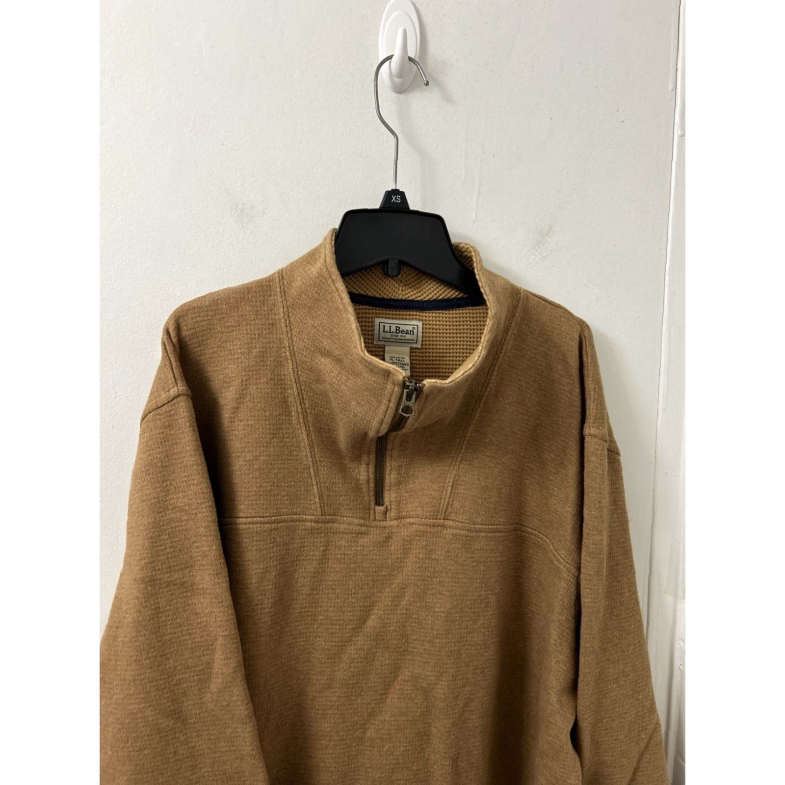 Vintage LL Bean 1/4 Zip Mens XL Brown Waffle-Knit Pullover Sweater L/S Mock Neck Casual Size US XL / EU 56 / 4 - 2 Thumbnail