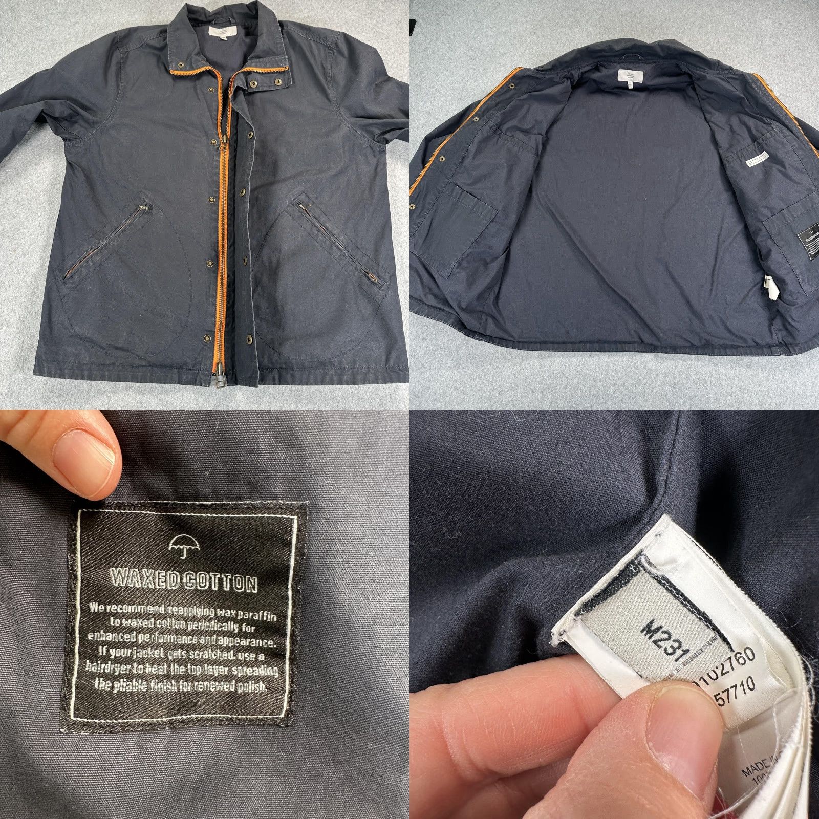 Vintage Jack Spade Jacket Mens L Blue Waxed Cotton Canvas Full Zip Outdoor M231 Windbreaker Weathergear Pockets Zipped 100% Cotton" Size US L / EU 52-54 / 3 - 8 Thumbnail