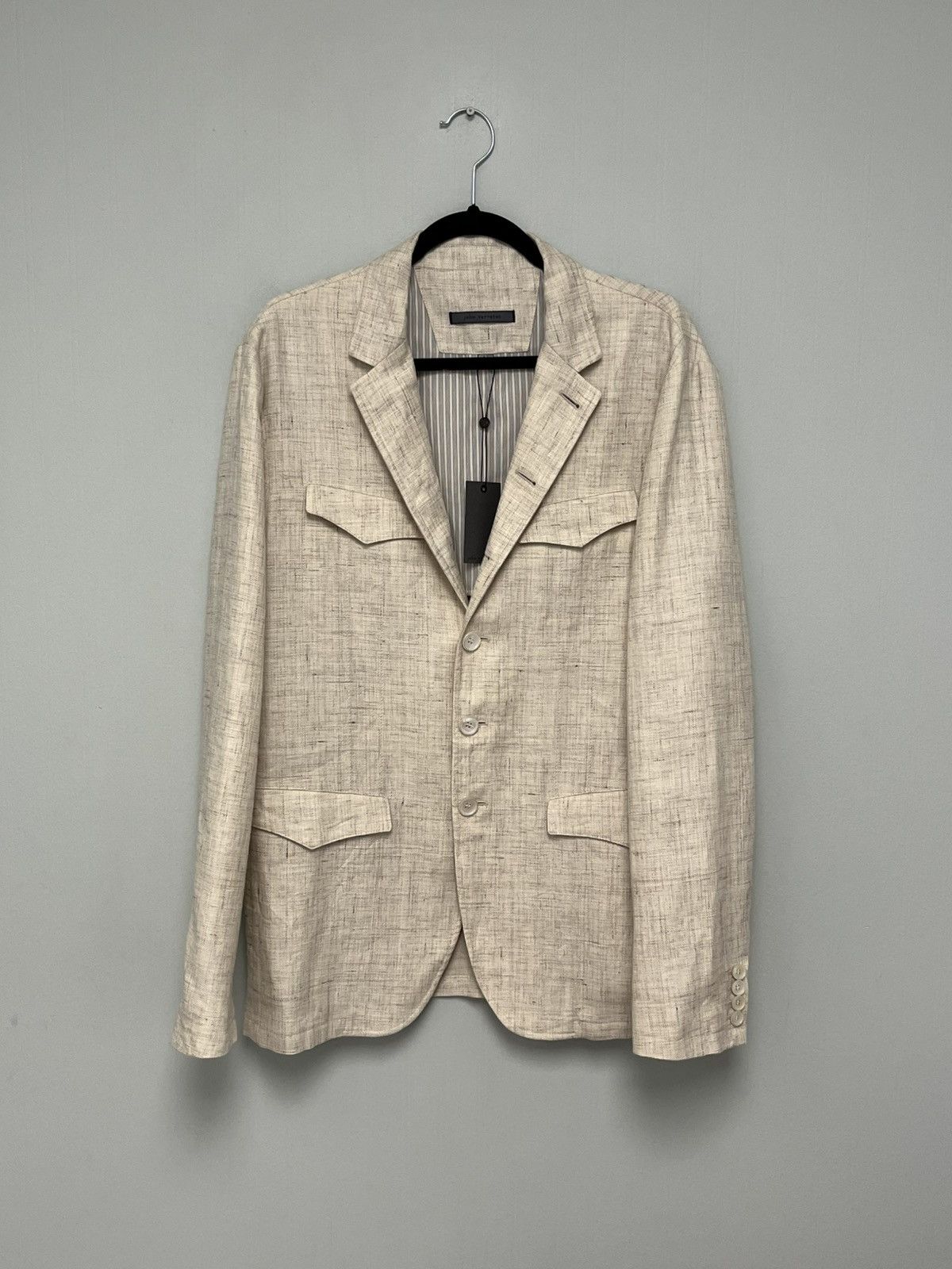 John Varvatos Linen Blend Button Front Jacket. Size 52 Size US L / EU 52-54 / 3 - 4 Thumbnail