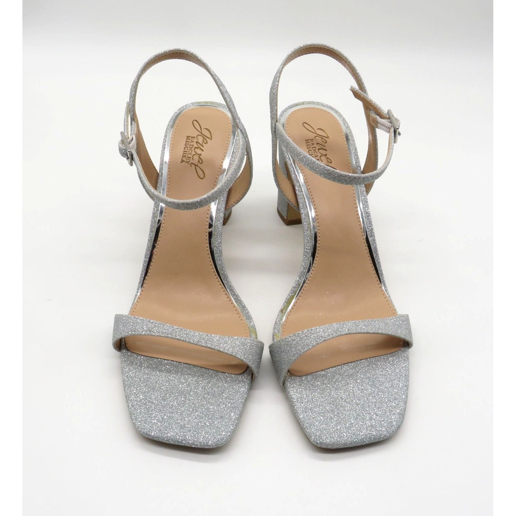 Badgley Mischka Badgley Mischka Womens Silver Glitter Block Heel Sandals Siz Size US 8 / IT 38 - 2 Thumbnail