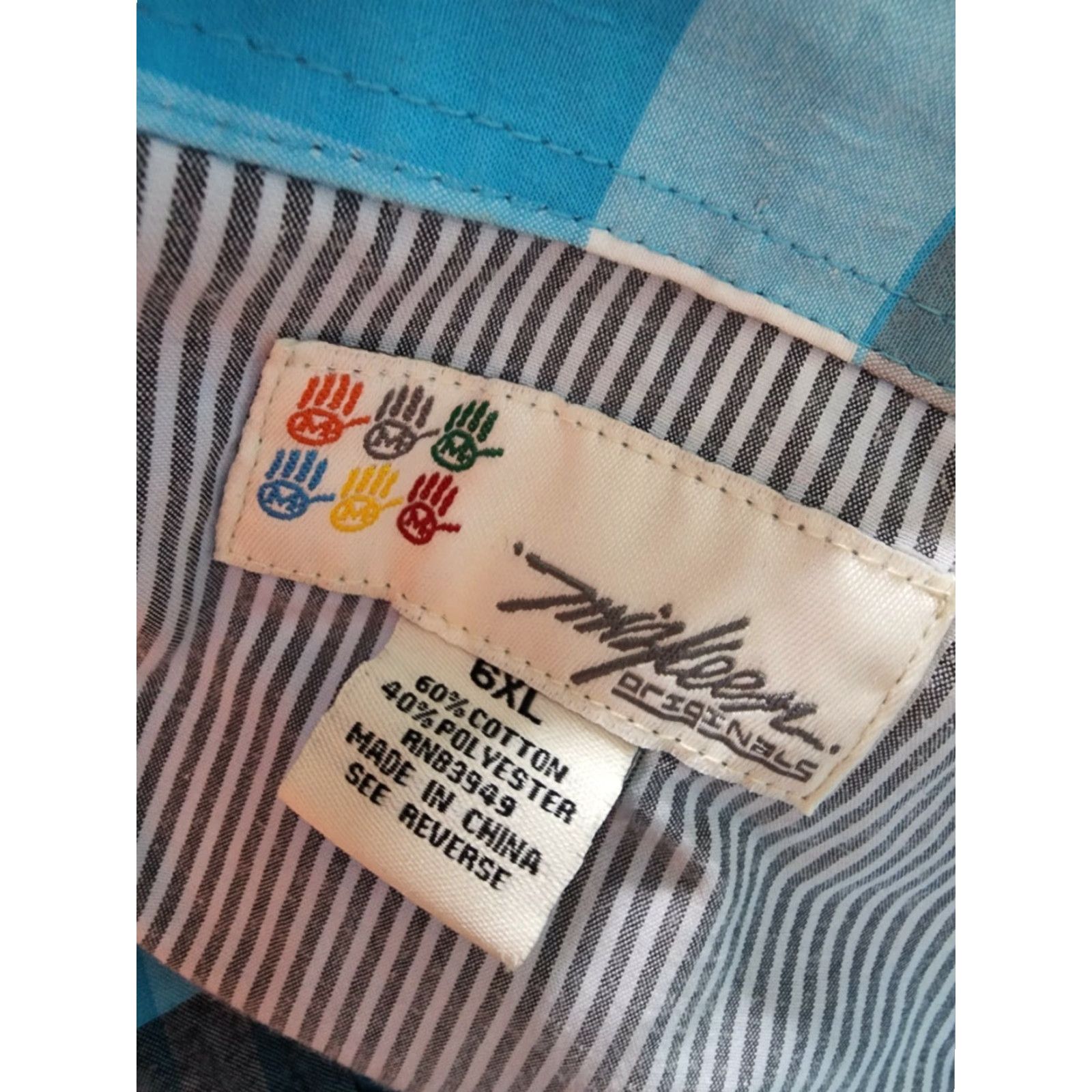 Vintage Miskeen Mens Shirt 6XL Button-Up Blue Plaid Short Sleeve Cotton Blend Twill Size US XXL / EU 58 / 5 - 3 Thumbnail