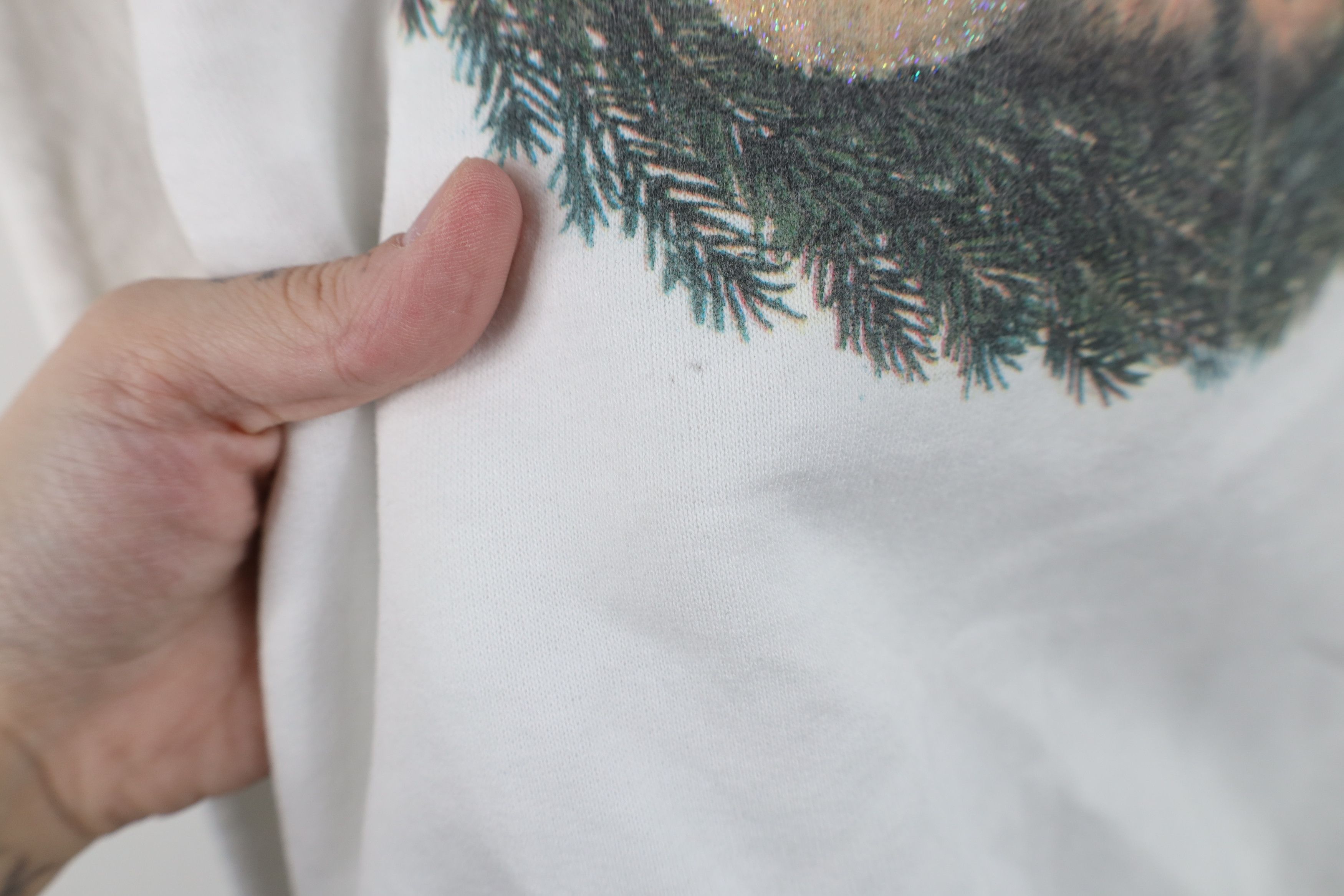Vintage Vintage 90s Dog Puppy Christmas Wreath Sweatshirt White Size M / US 6-8 / IT 42-44 - 5 Thumbnail
