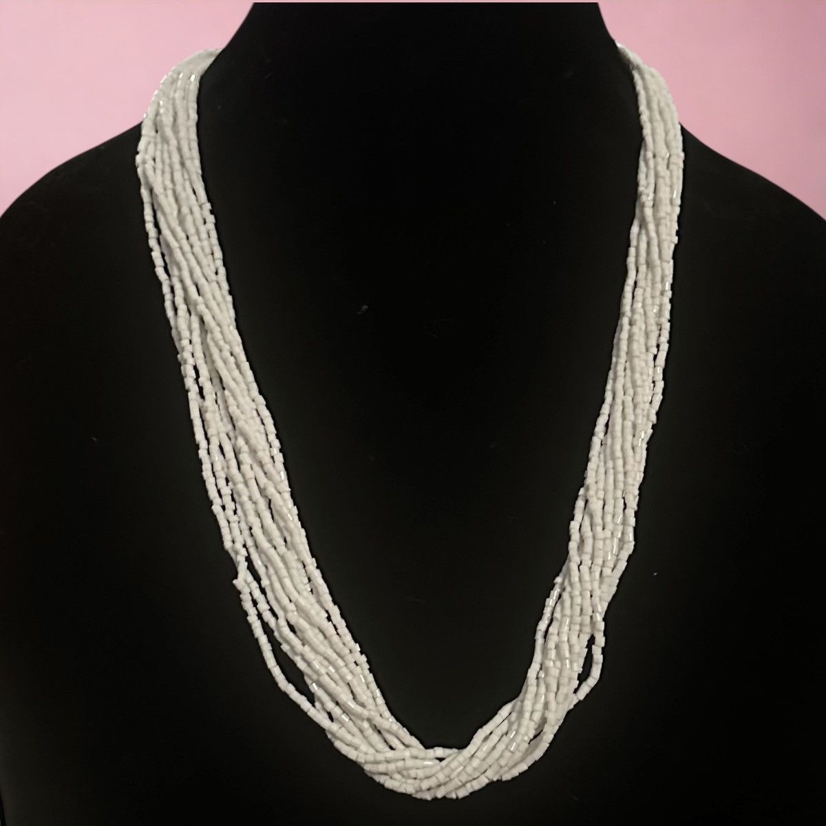 Vintage Vintage twisted multi strand white seed bead necklace Size ONE SIZE - 1 Thumbnail
