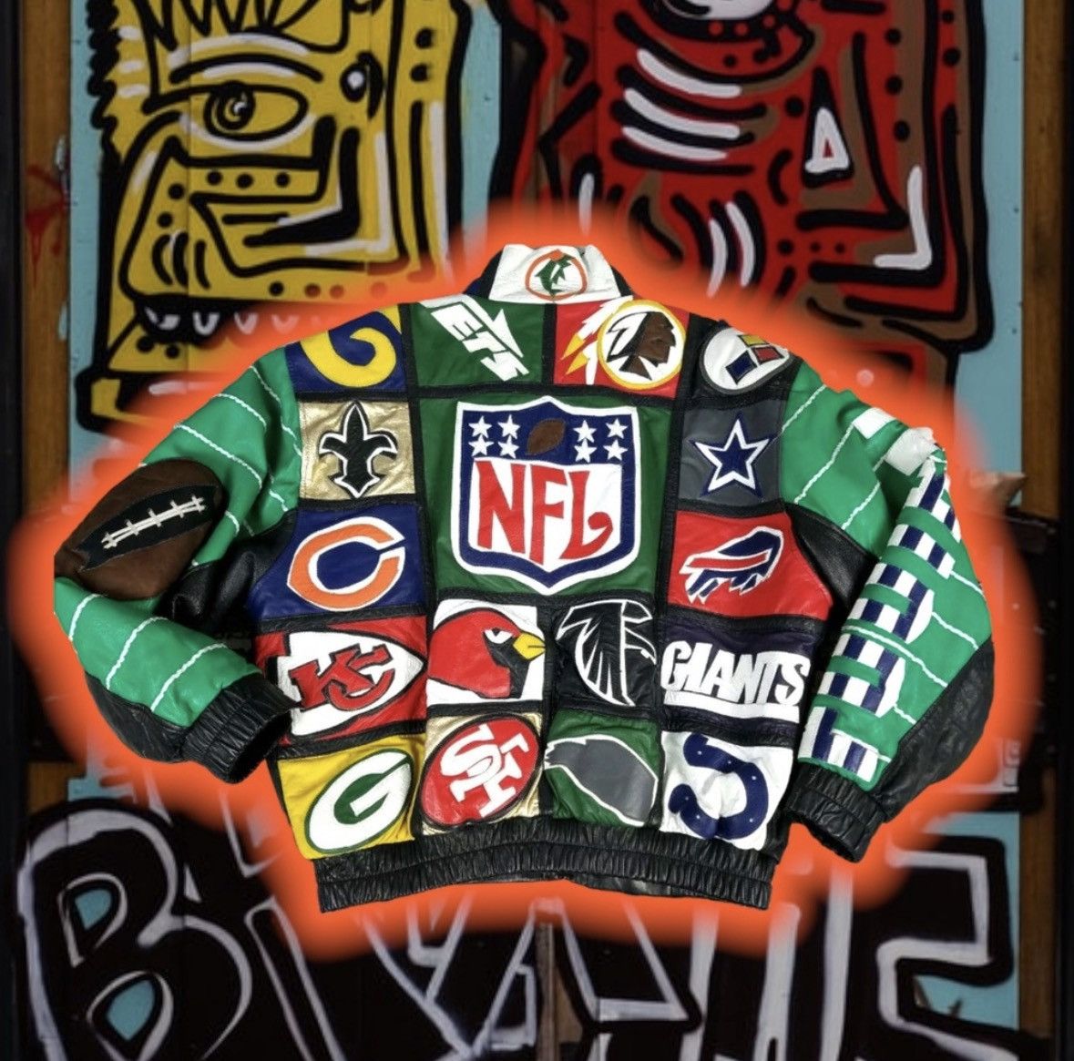 NFL 💎ViNTaGe💎 ReVi NFL 🏈 LeaTHeR BoMBeR 💣 🧥 Size US M / EU 48-50 / 2 - 1 Thumbnail
