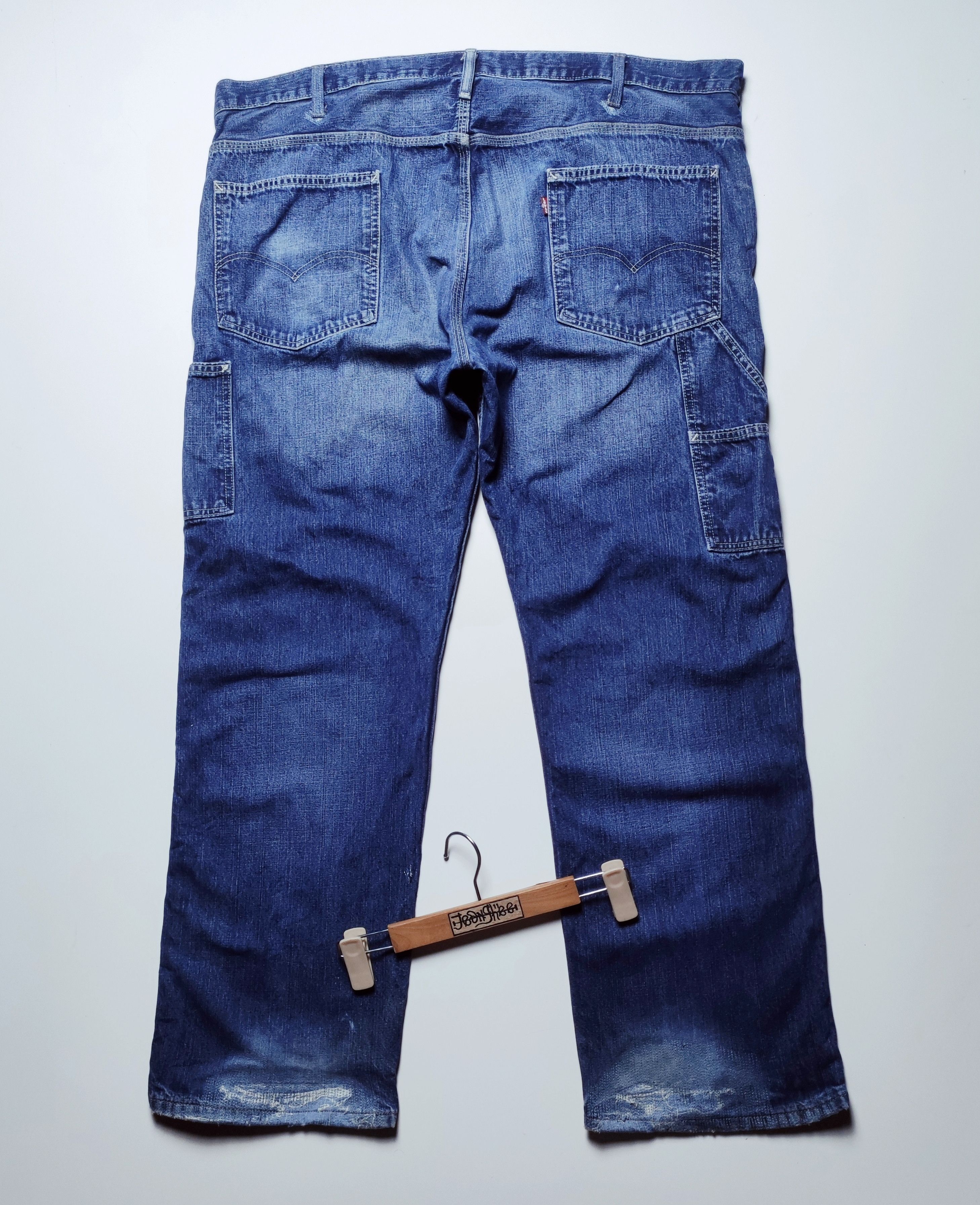 image of Vintage Levis Denim Carpenter Workwear Distressed Jeans in Blue Washed Denim, Men's (Size 44)