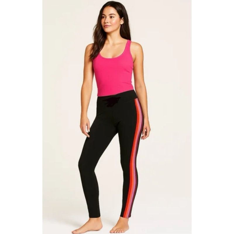 Pink Victoria's Secret Pink Yoga Activewear Black Striped M Size 22" - 1 Thumbnail