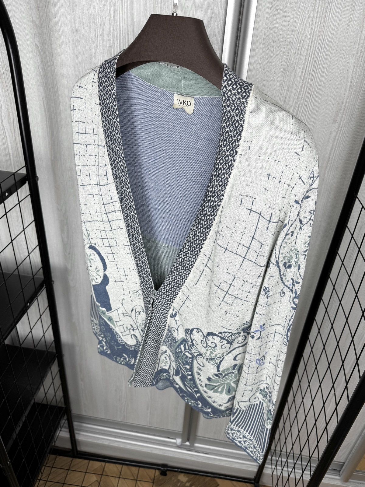Other Ivko grey/blue floral abstract pattern cardigan Size XL / US 12-14 / IT 48-50 - 6 Thumbnail
