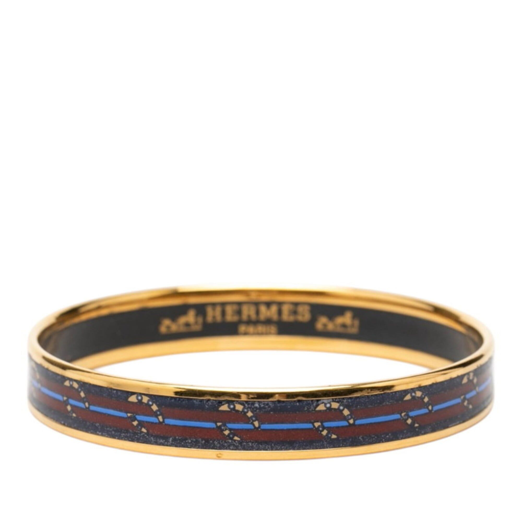 Hermes Hermes Email PM Cloisonné Bangle, Gold and Navy Plated, Women's. Size ONE SIZE - 1 Thumbnail