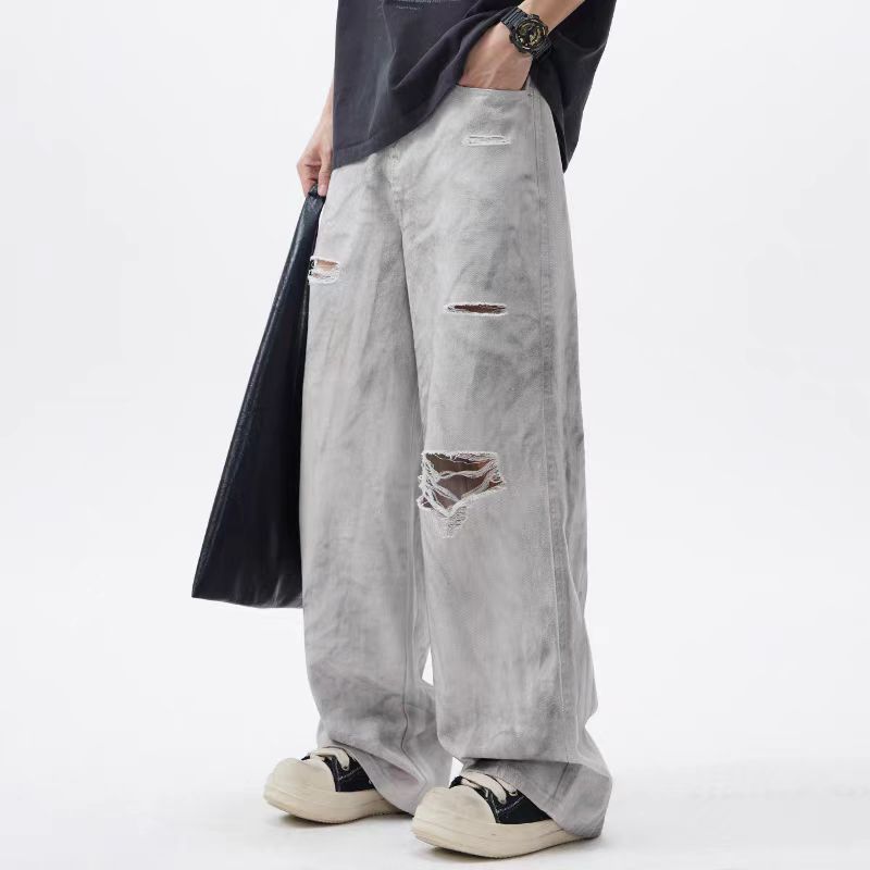 Jean Distressed off-white ripped baggy jeans Size US 30 / EU 46 - 1 Thumbnail
