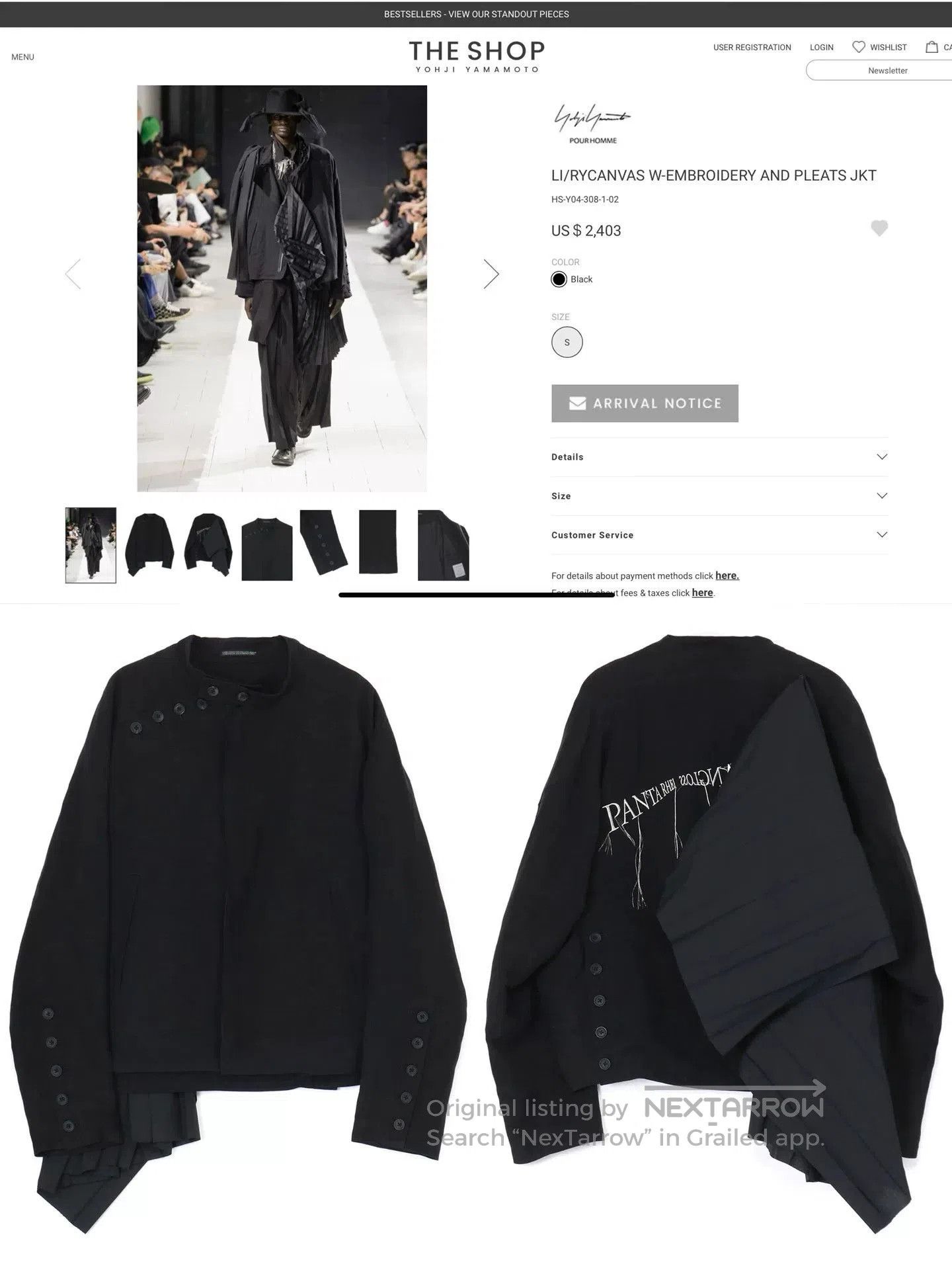 Yohji Yamamoto pleated embroidered jacket by yohji yamamoto. Size M / US 6-8 / IT 42-44 - 2 Thumbnail