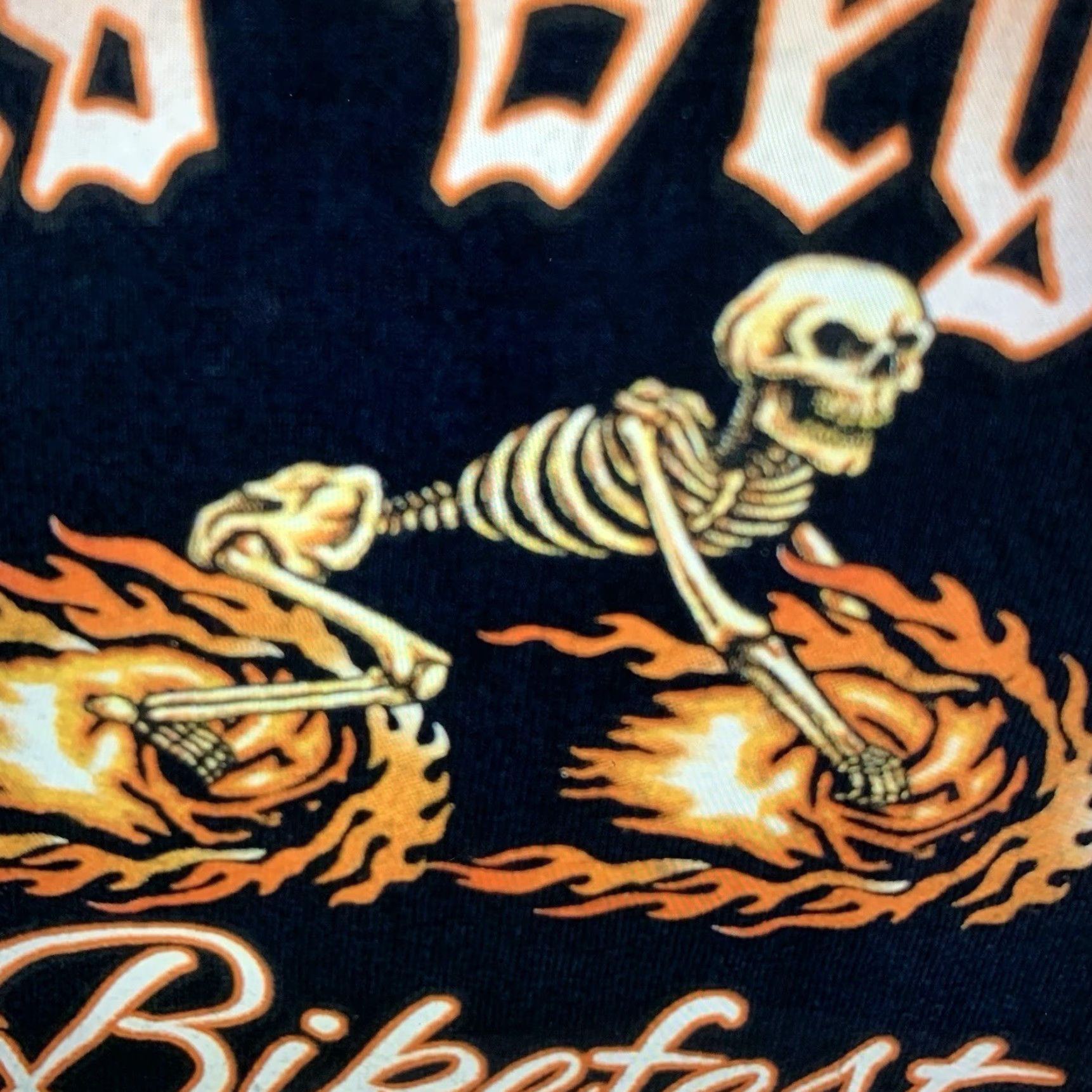 Gildan VINTAGE Gildan Men's T-Shirt XL Black Biker Skull Flames 2016 Las Vegas Bikefest All Seasons Size US XL / EU 56 / 4 - 7 Thumbnail
