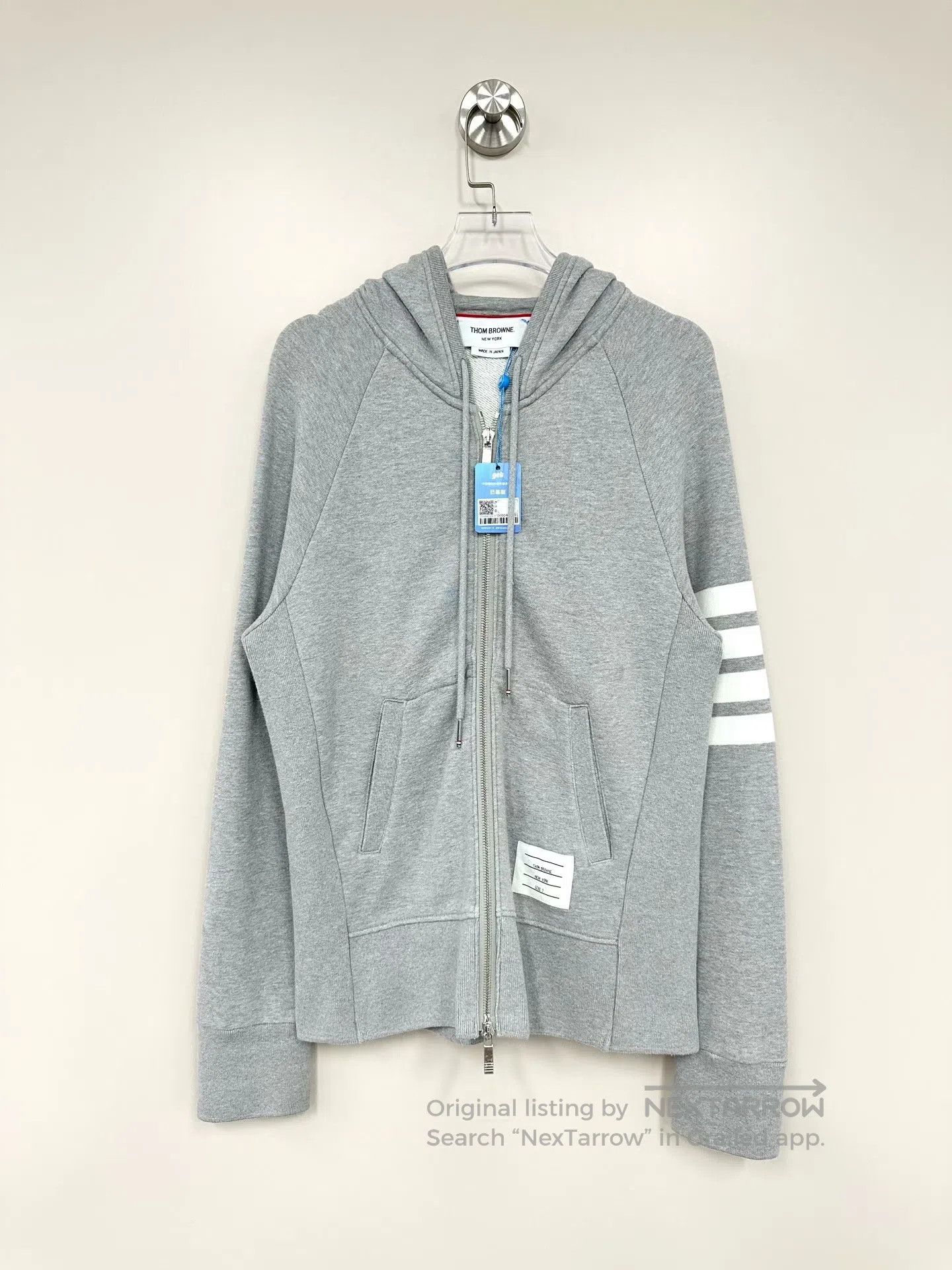 Thom Browne Thom Browne Gray classic four-stripe zipper hoodie jacket| Size US M / EU 48-50 / 2 - 1 Thumbnail