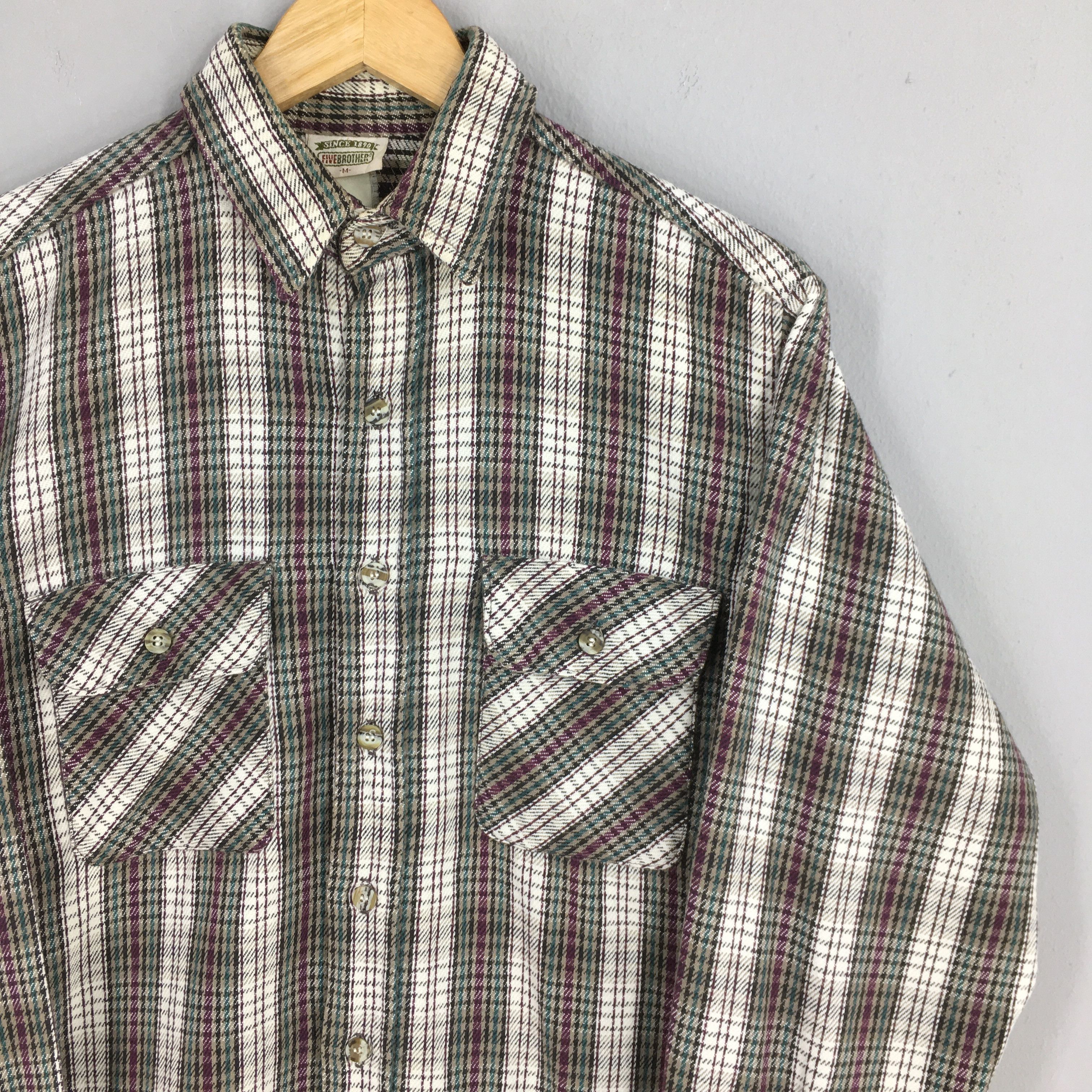 FiveBrother Vintage 80's Five Brother Flannel Shirt Medium Size US M / EU 48-50 / 2 - 2 Thumbnail