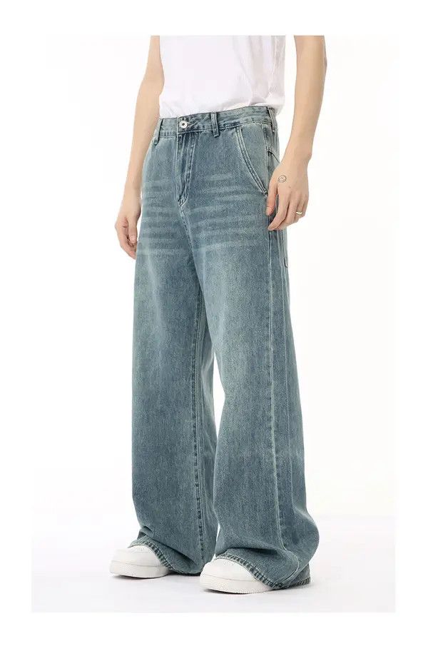 Japanese Brand Manami x Miku Light blue wide-leg loose washed jeans Size US 32 / EU 48 - 6 Thumbnail