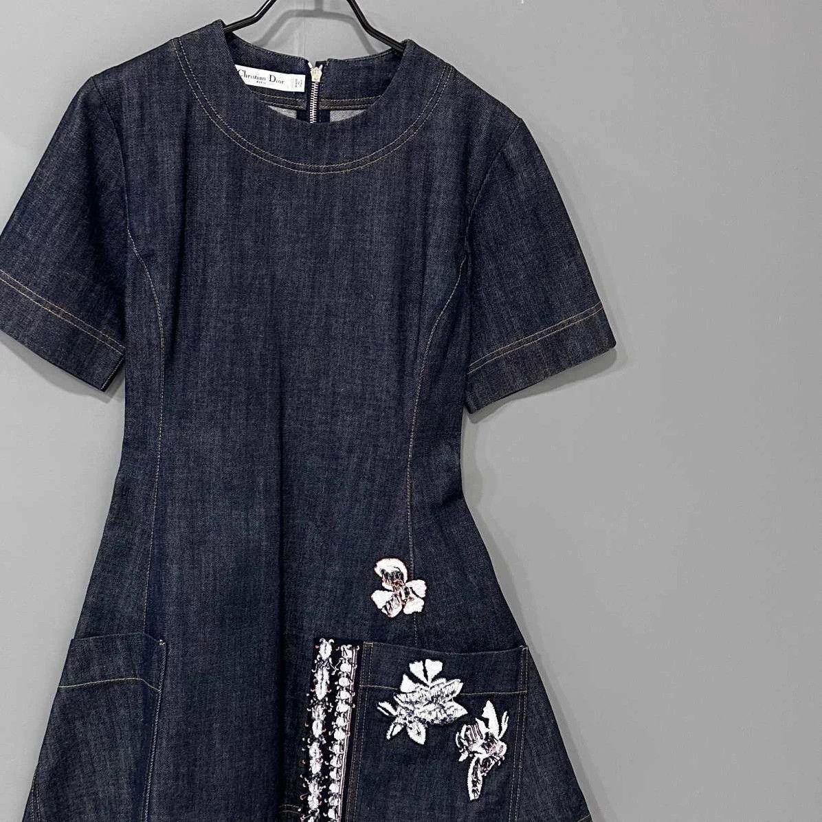 beaded denim dress Later Babes Embellished Denim Mini Dress  VICI