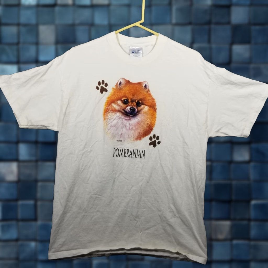 Port & Company POMERANIAN Dog T-Shirt Mens Large White Port & Company Crew Neck Graphic Tee Paw Print Pets - Dog Lovers Shirt - 100% Cotton - Short Sleeve - White Size US L / EU 52-54 / 3 - 1 Thumbnail