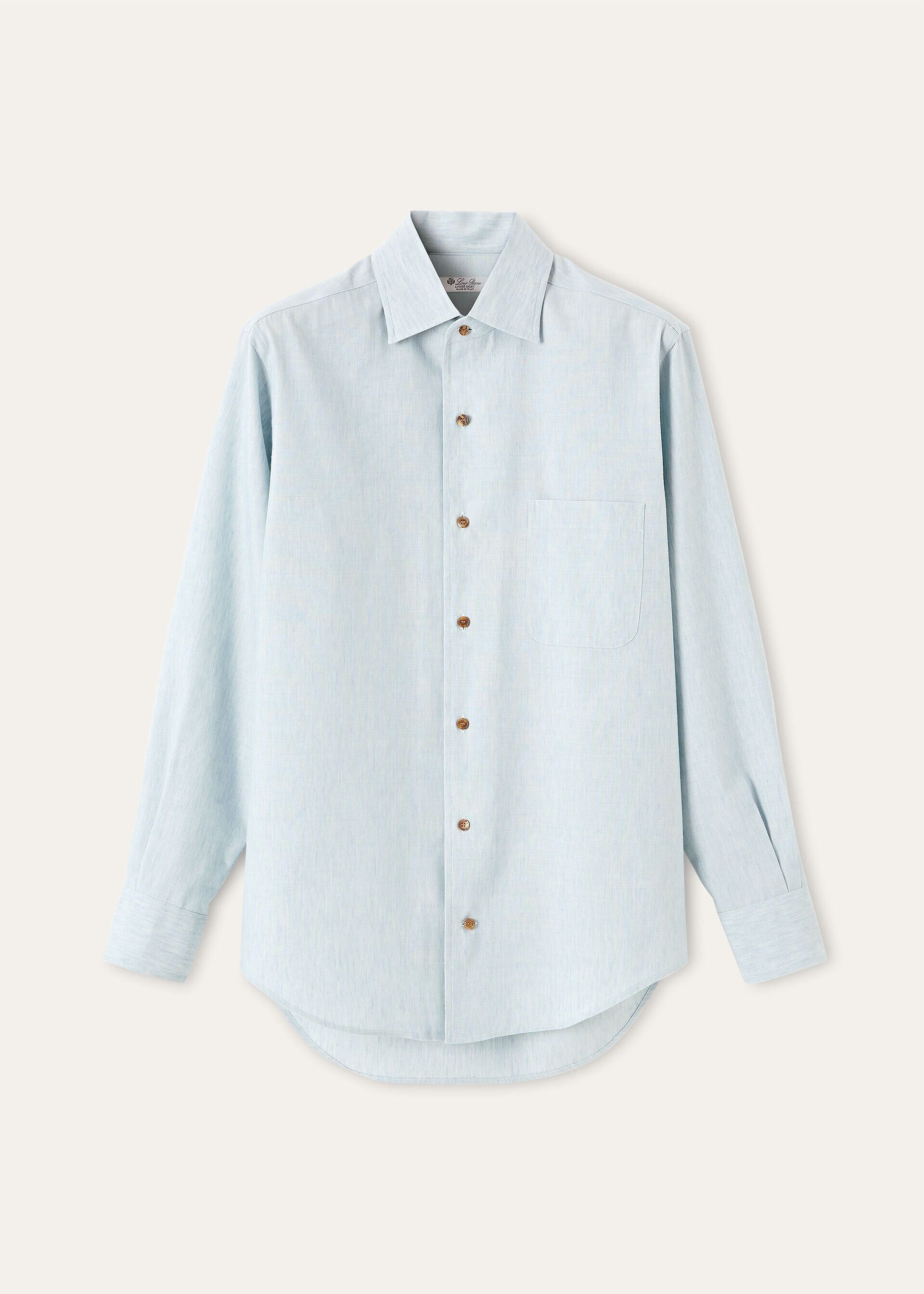 Loro Piana os11x0426 FAQ8219 Andre Shirt in Salt Bleached Blue Size L / US 10 / IT 46 - 1 Thumbnail