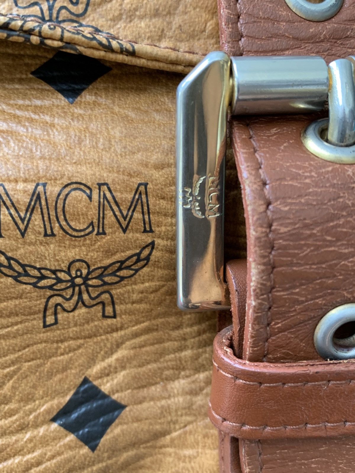 MCM × Vintage VINTAGE MCM VISETOS COGNAC MONOGRAM LEATHER BACKPACK Size ONE SIZE - 4 Thumbnail