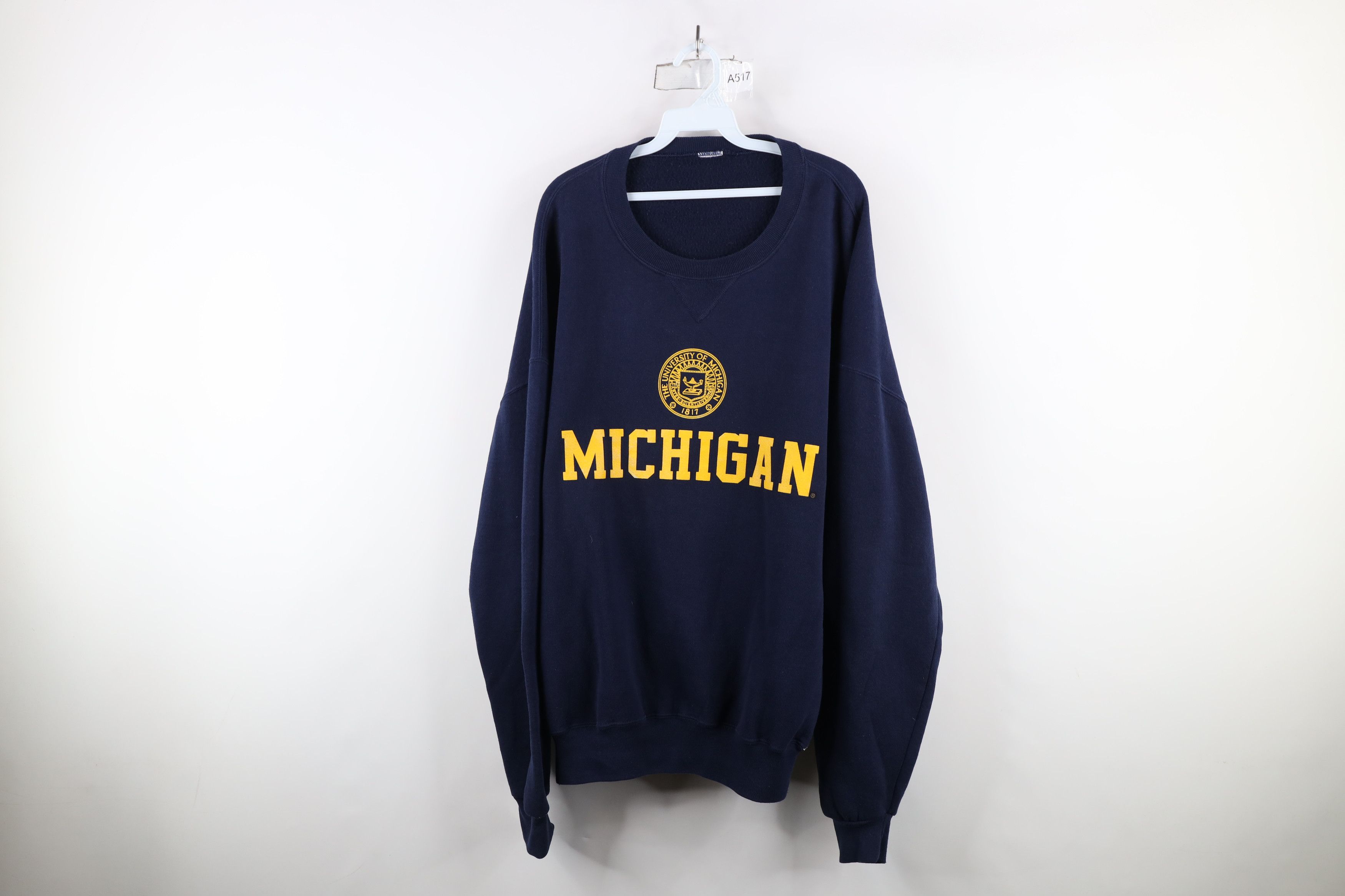 Vintage Vintage 90s Spell University of Michigan Crewneck Sweatshirt Size US XXL / EU 58 / 5 - 1 Thumbnail