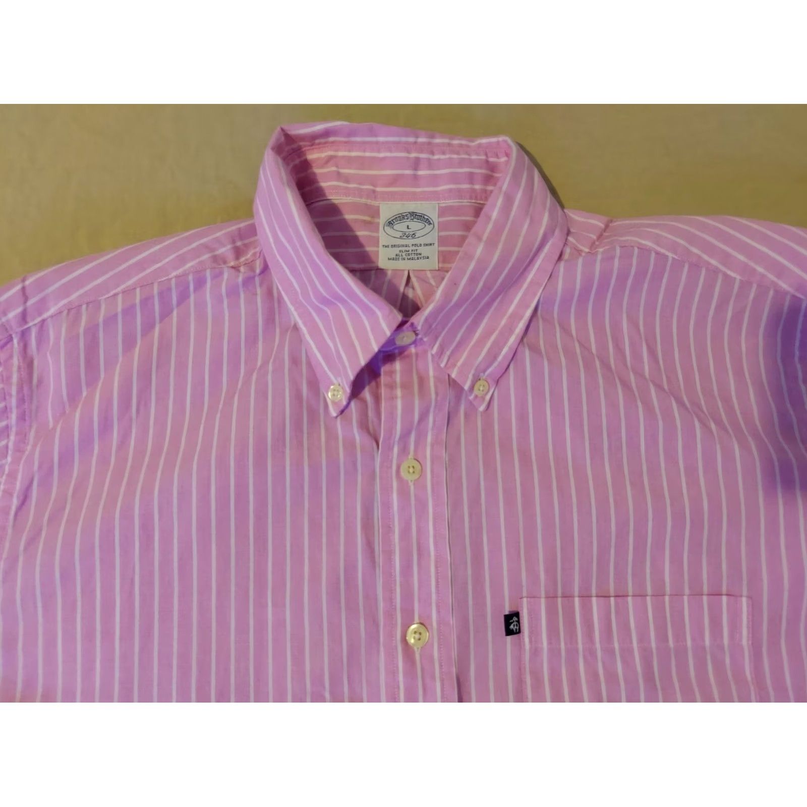 Brooks Brothers Brooks Brothers Dress Shirt L Large Pink Button Cotton Mens Size 42R - 2 Thumbnail