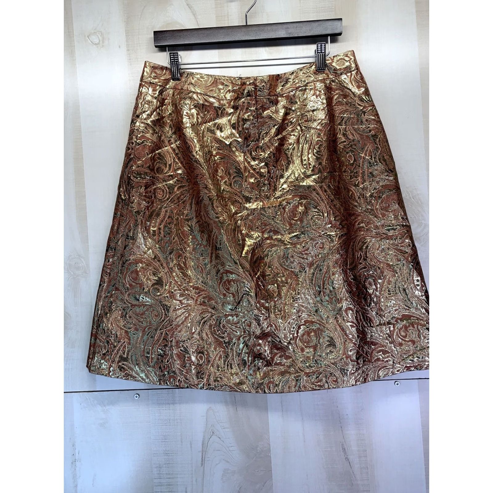 Ellen Tracy Ellen Tracy Skirt Women’s 12 Bronze Gold Pleated Metallic Skirt-4228 Size 34" / US 12 / IT 48 - 4 Thumbnail