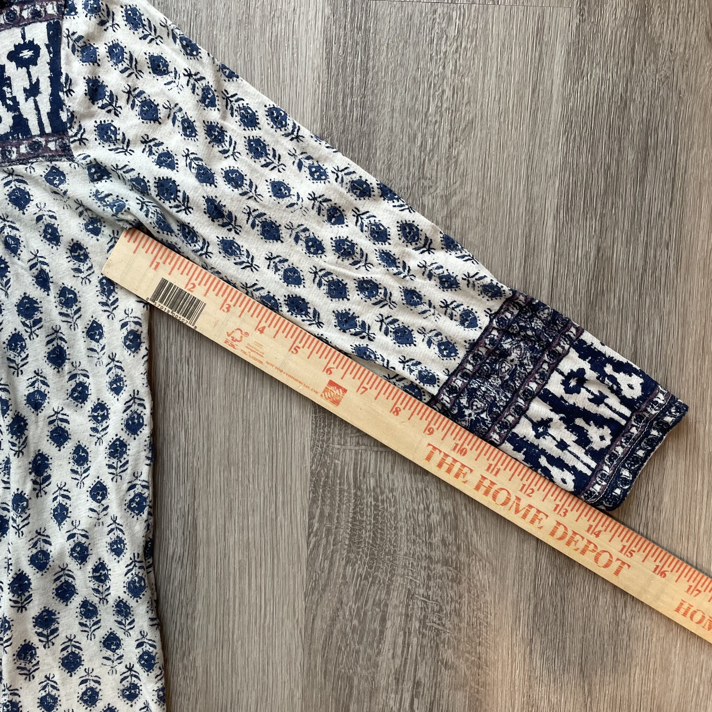 Lucky Brand Lucky Brand Boho Mixed Print Button Up Blouse Blue White S Size S / US 4 / IT 40 - 9 Thumbnail