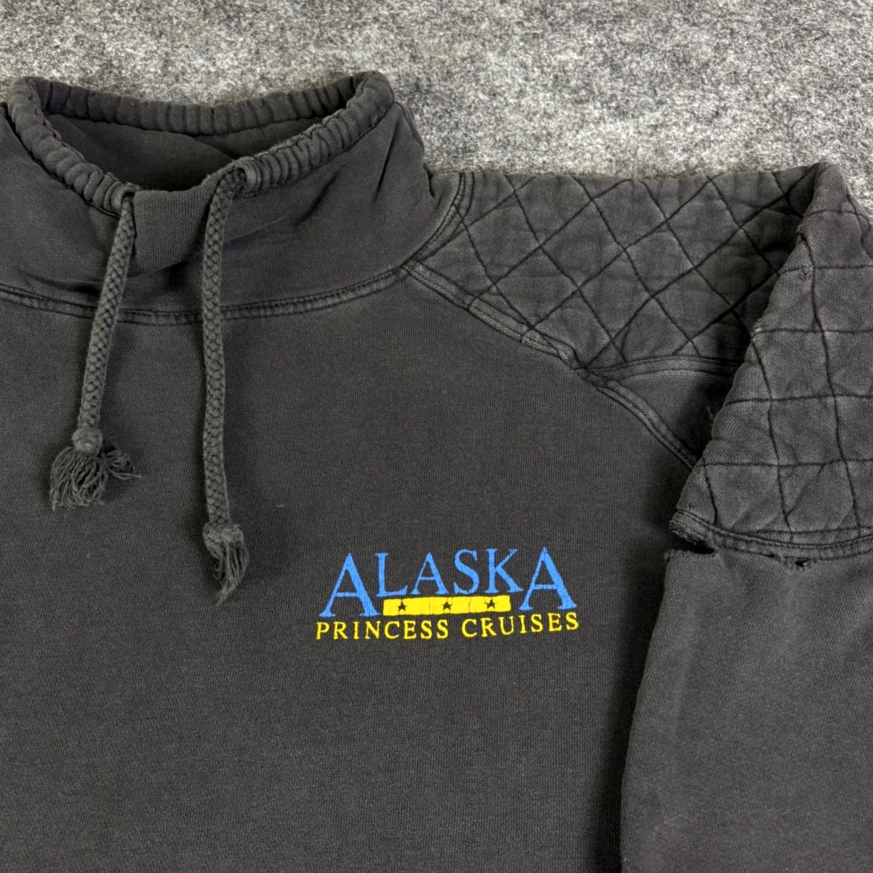 Vintage VINTAGE Princess Collection Shirt XL Black Embroidered Quilted Shoulder Pullover Sweatshirt Faded 90s Grunge Transportation Mens Size US XL / EU 56 / 4 - 6 Thumbnail