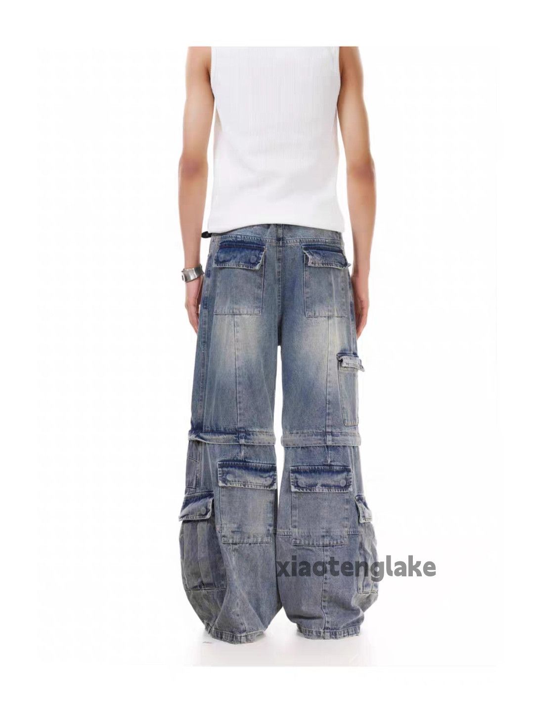 Jean Unisex outdoor utility loose baggy cargo hiphop jeans Size US 34 / EU 50 - 4 Thumbnail