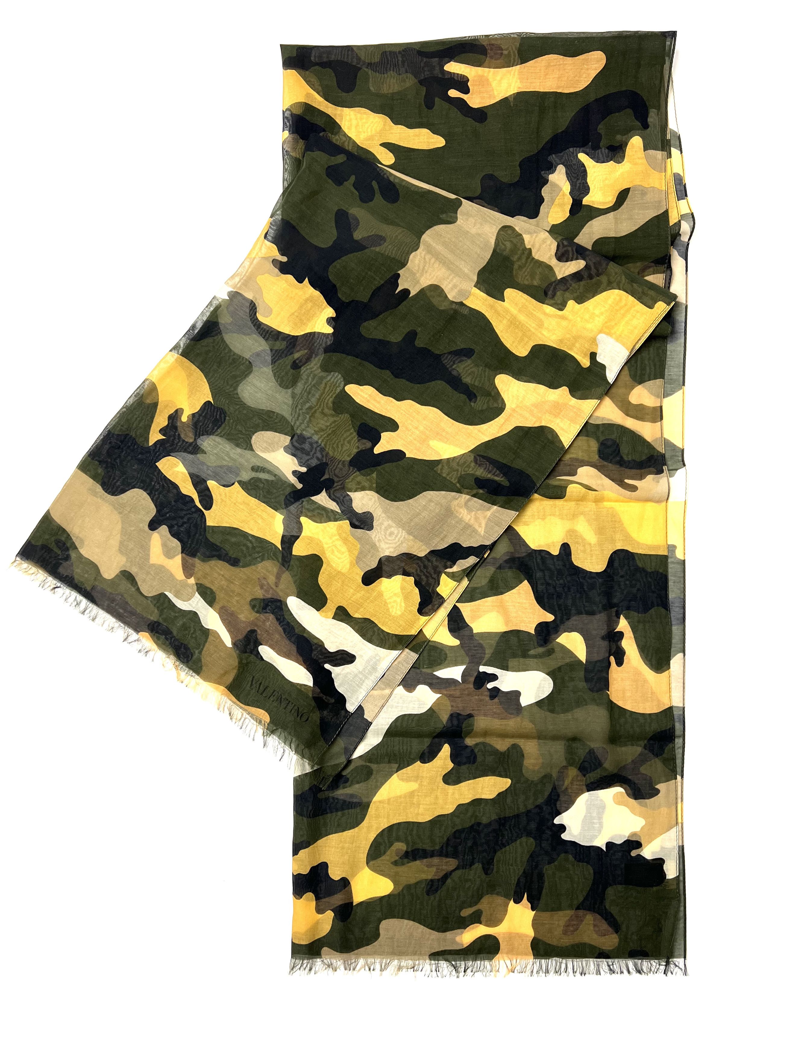 image of New, Valentino Camouflage Unisex Scarf, Made In Italy, Men's