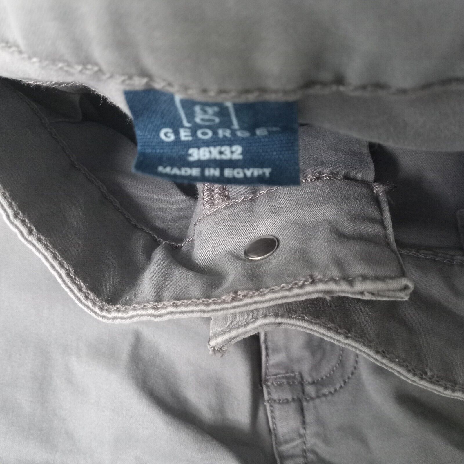 George George Chino Pants Mens Size 36x32 Gray Straight Leg Stretch Size US 36 / EU 52 - 4 Thumbnail