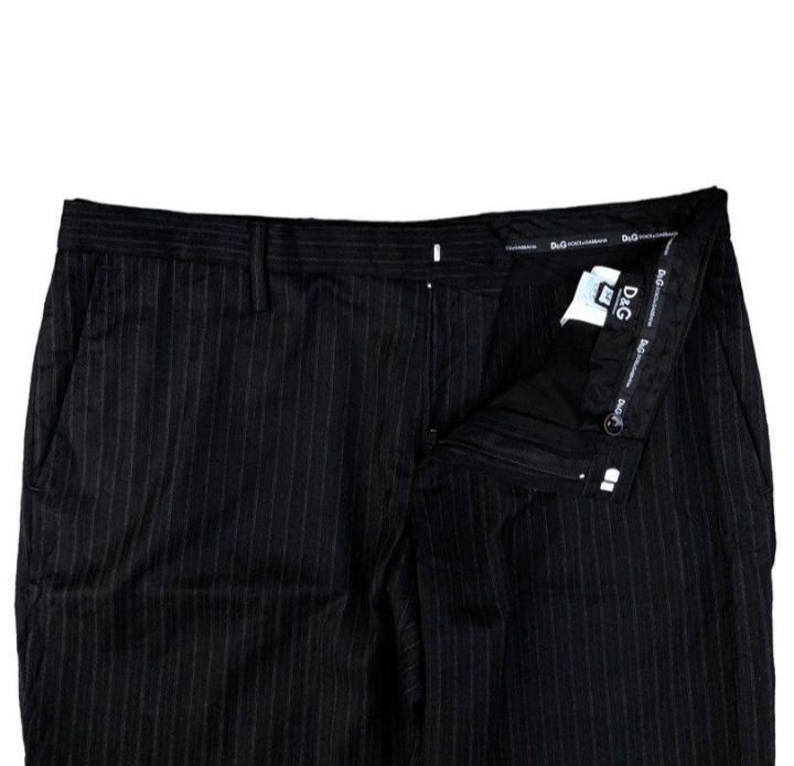 image of Dolce Gabbana Dolce And Gabbana Stripes Wool Trouser Pants in Black, Men's (Size 37)