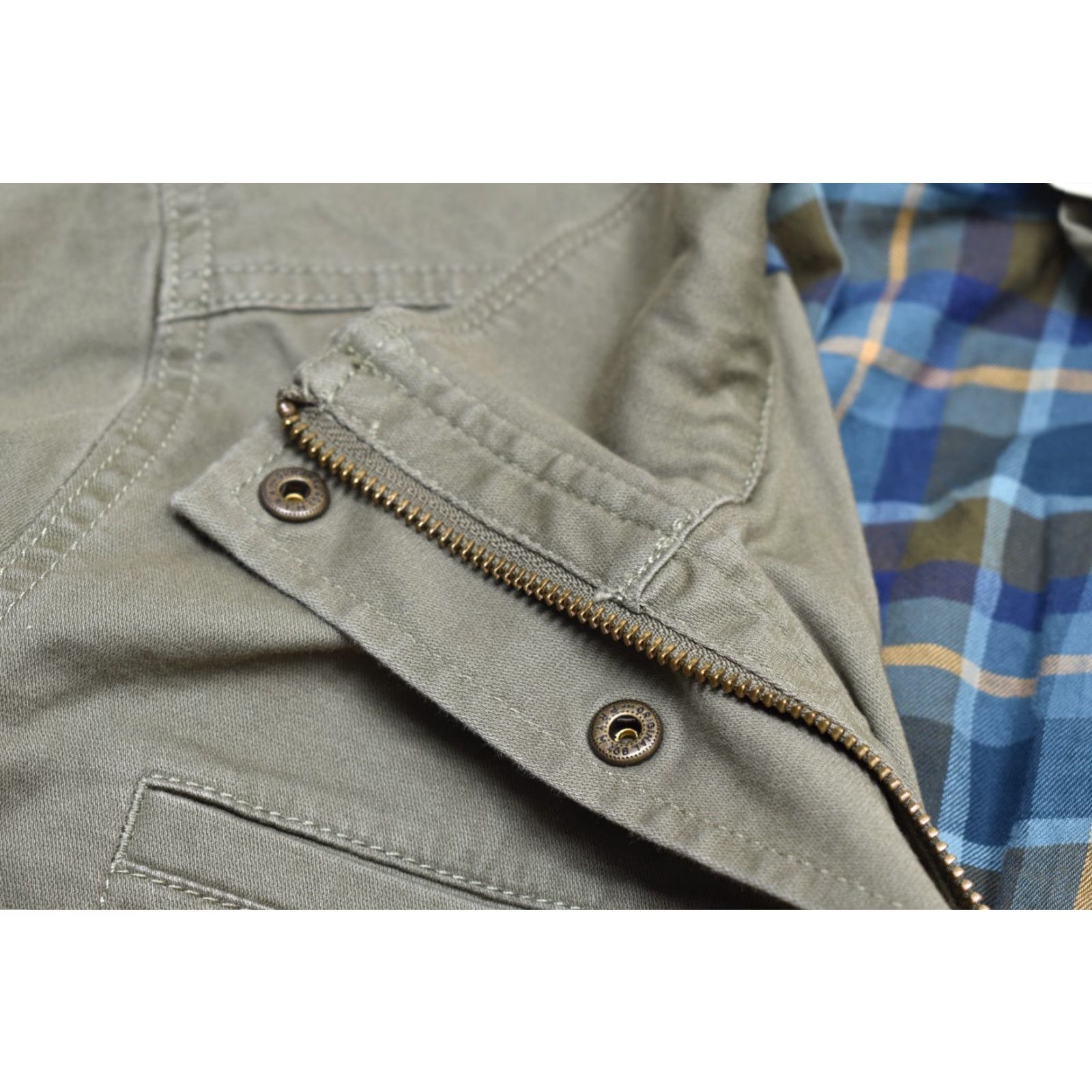 Vintage L.L. Bean Jacket Women 1X Olive Green Plaid Lined Cotton Blend Utility Womens Size XL / US 12-14 / IT 48-50 - 6 Thumbnail