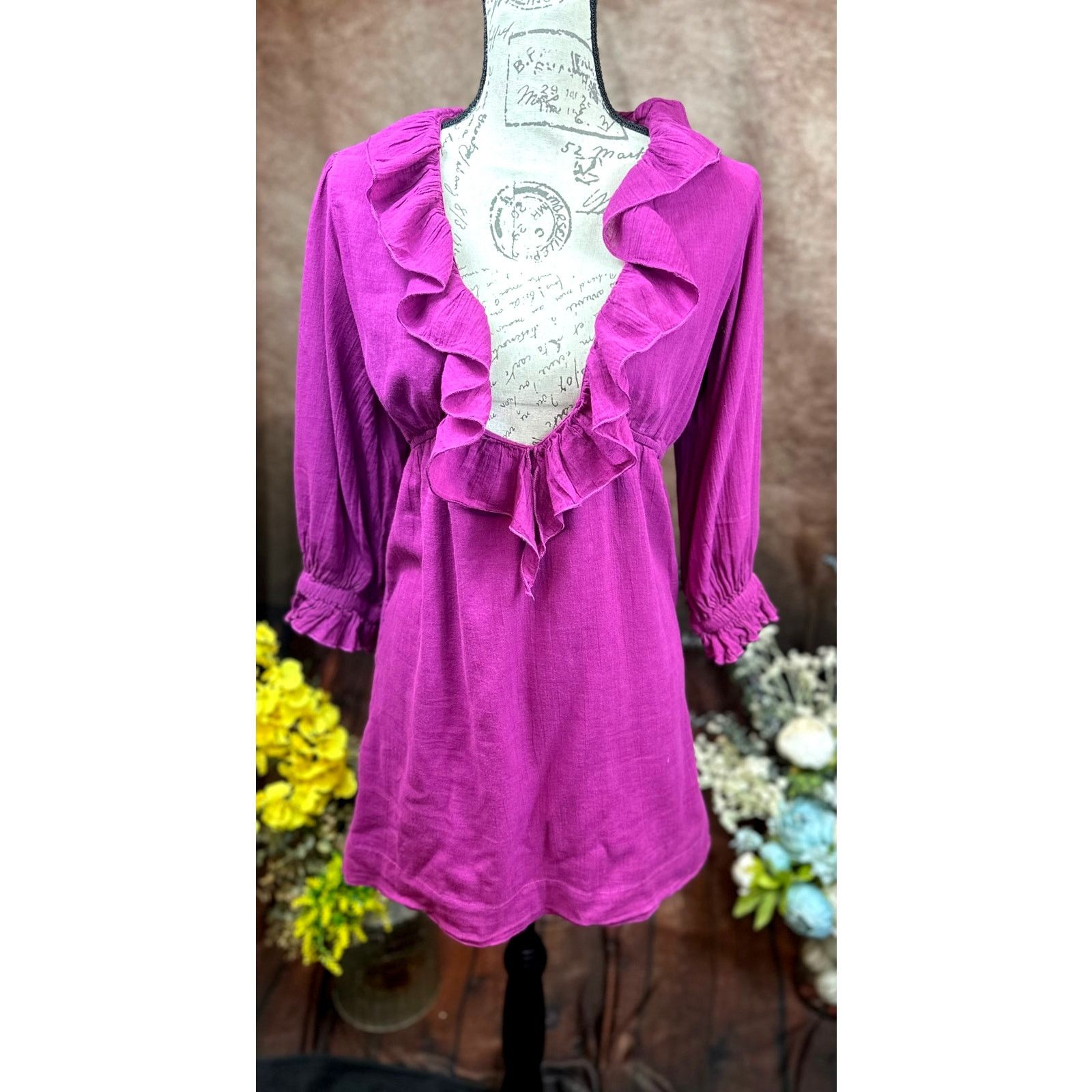 Free People Free People Ruffled Collar Morning Light Mini Dress/Top XS Size XS / US 0-2 / IT 36-38 - 7 Thumbnail