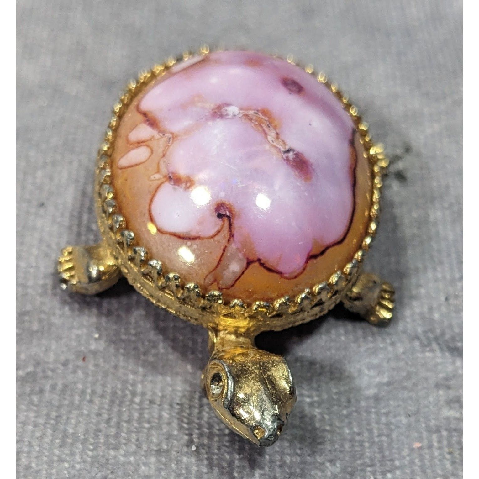 Other Vintage Jeanine Pink Orange And Gold Turtle Brooch (Broken) Size ONE SIZE - 10 Thumbnail