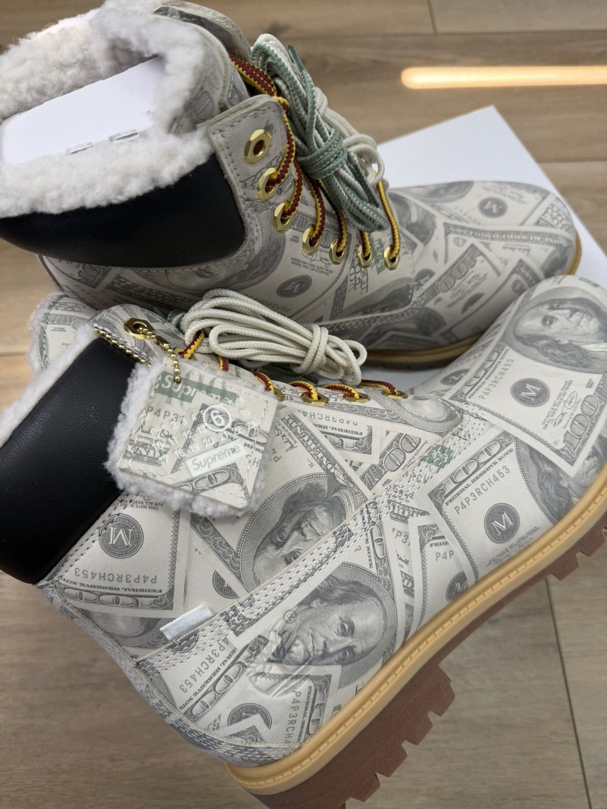 Supreme Supreme X maison margiela timbs MM6 $100 bills Size US 10 / EU 43 - 5 Thumbnail