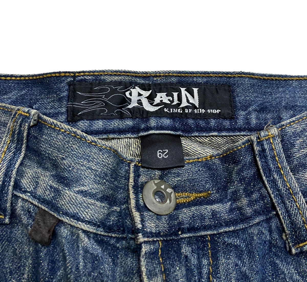 If Six Was Nine Rare Design Vintage Rain Double Waist Flared Jeans 2000s Size US 29 - 10 Thumbnail